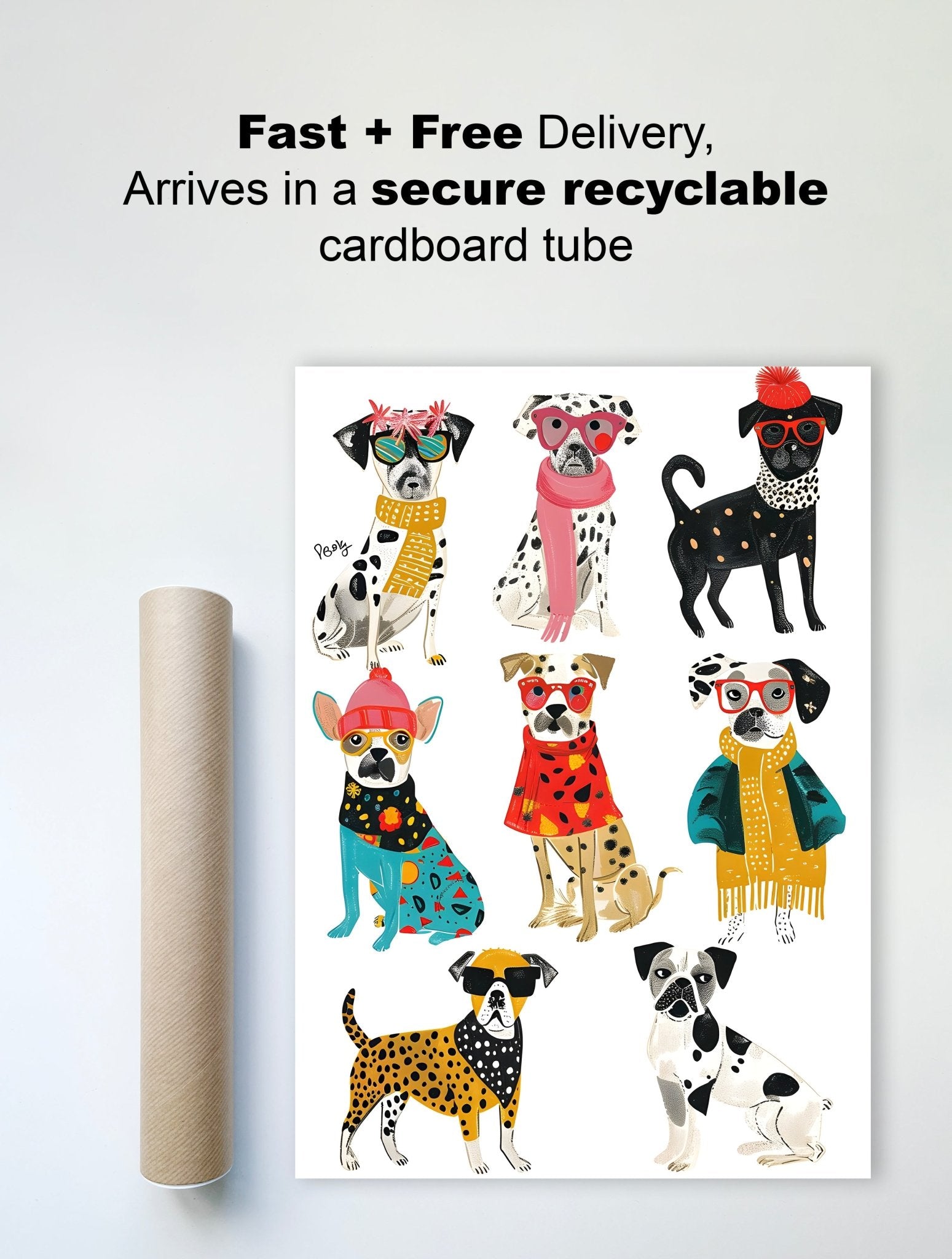Cool & Colorful Dogs Wall Print – Fun Kids' Room Decor - The Print Vault
