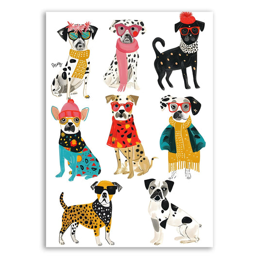 Cool & Colorful Dogs Wall Print – Fun Kids' Room Decor - The Print Vault