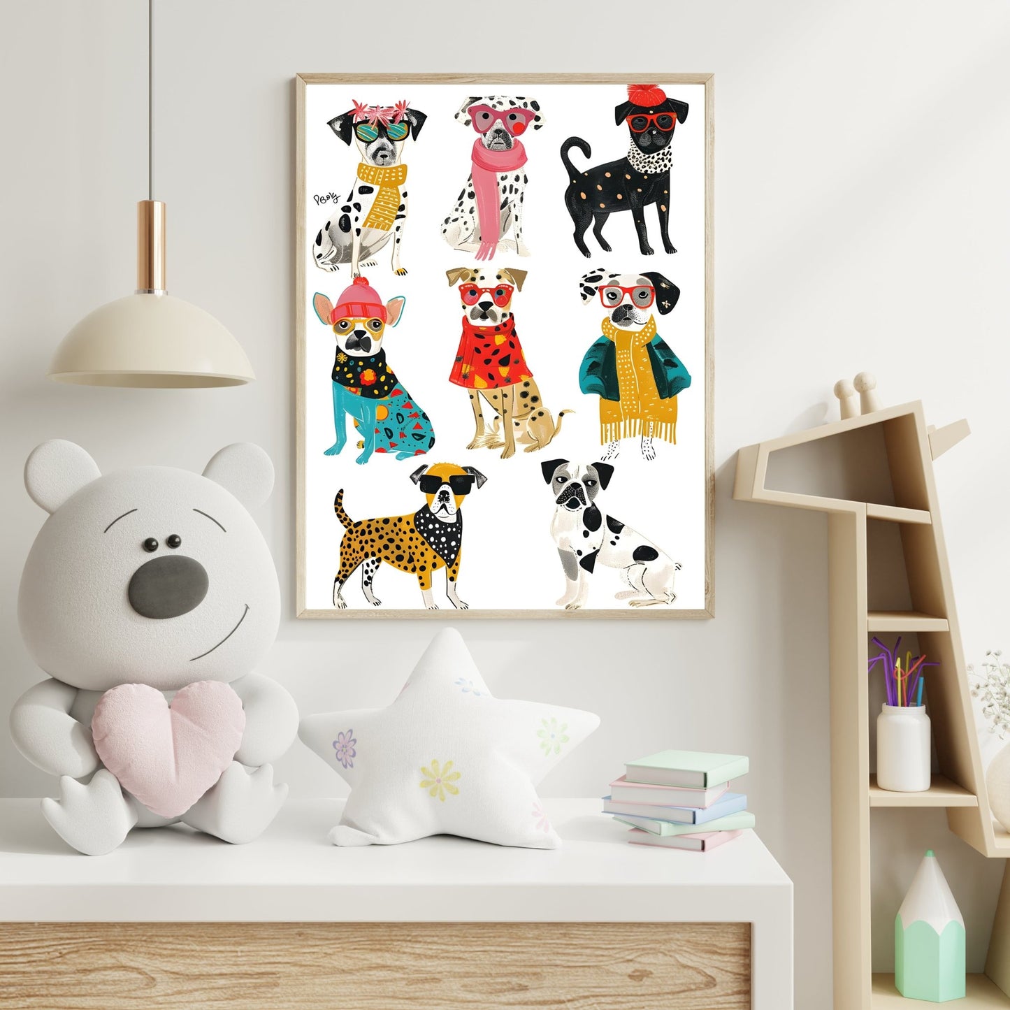 Cool & Colorful Dogs Wall Print – Fun Kids' Room Decor - The Print Vault
