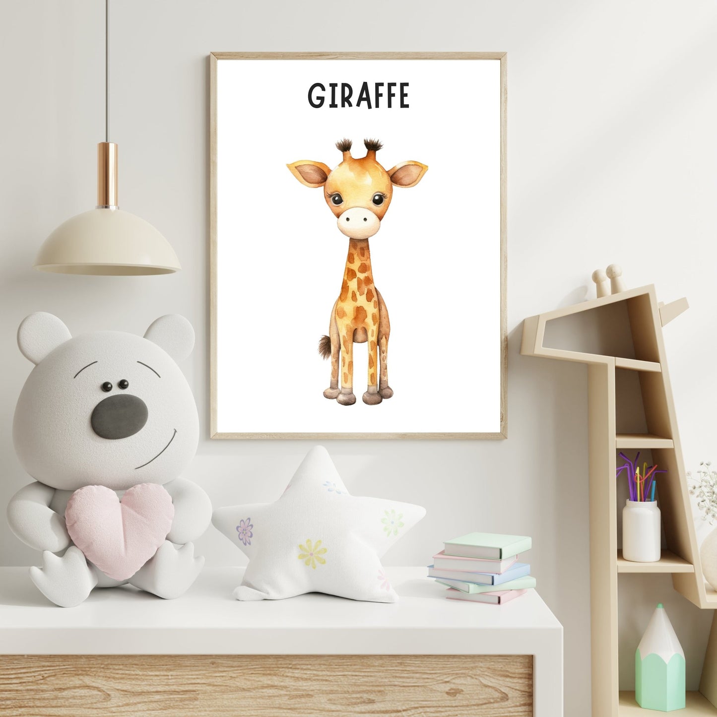 Cute Giraffe Wall Print – Sweet & Playful Nursery Art - The Print Vault