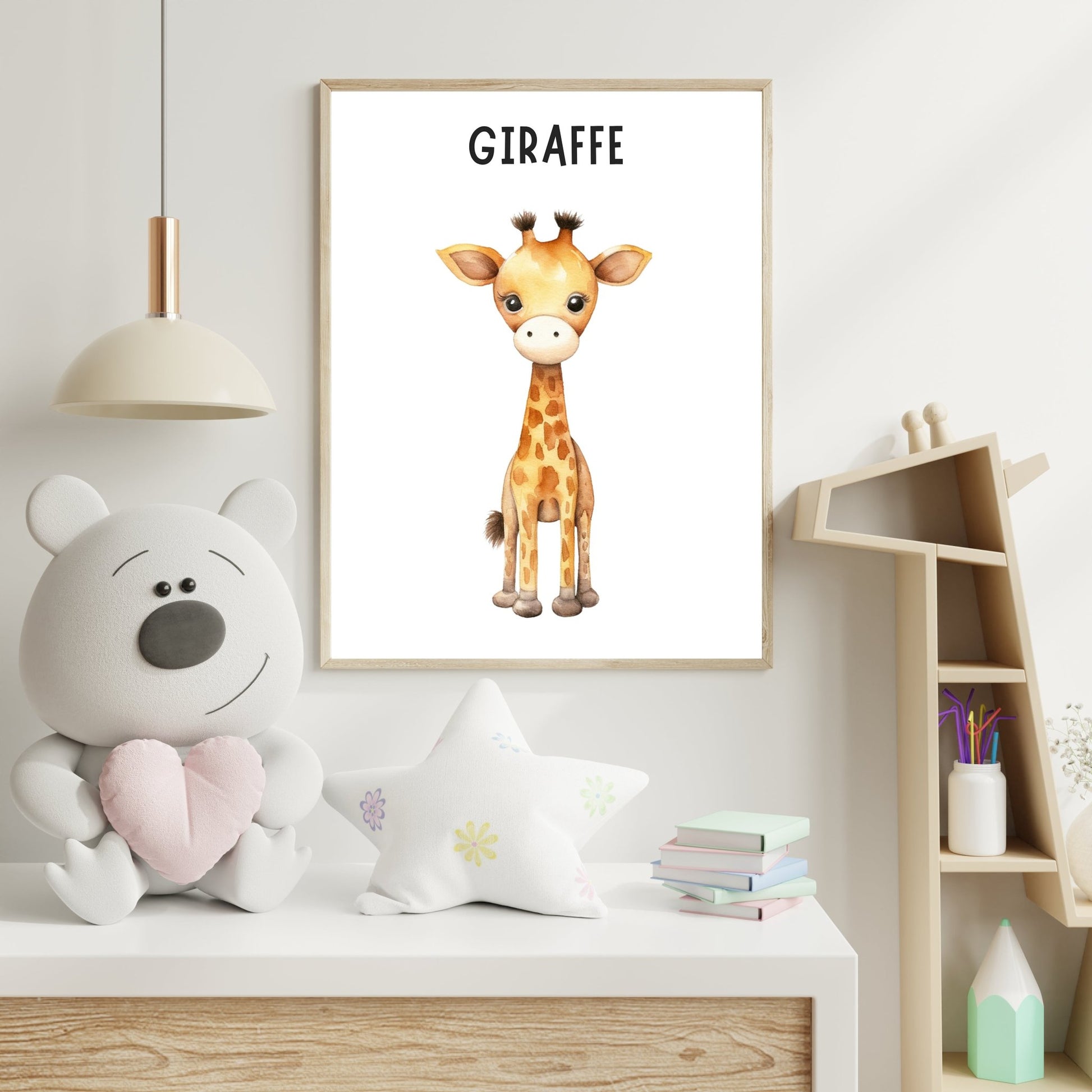 Cute Giraffe Wall Print – Sweet & Playful Nursery Art - The Print Vault
