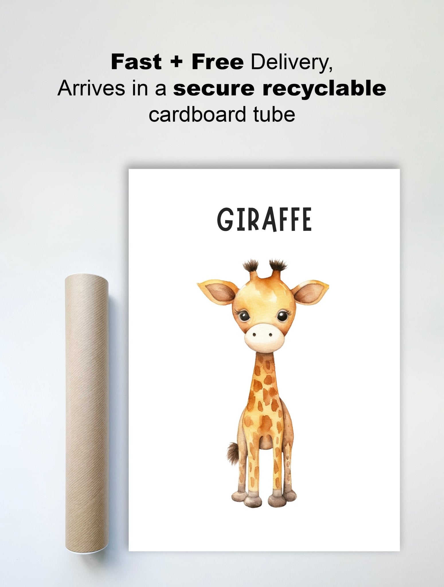 Cute Giraffe Wall Print – Sweet & Playful Nursery Art - The Print Vault