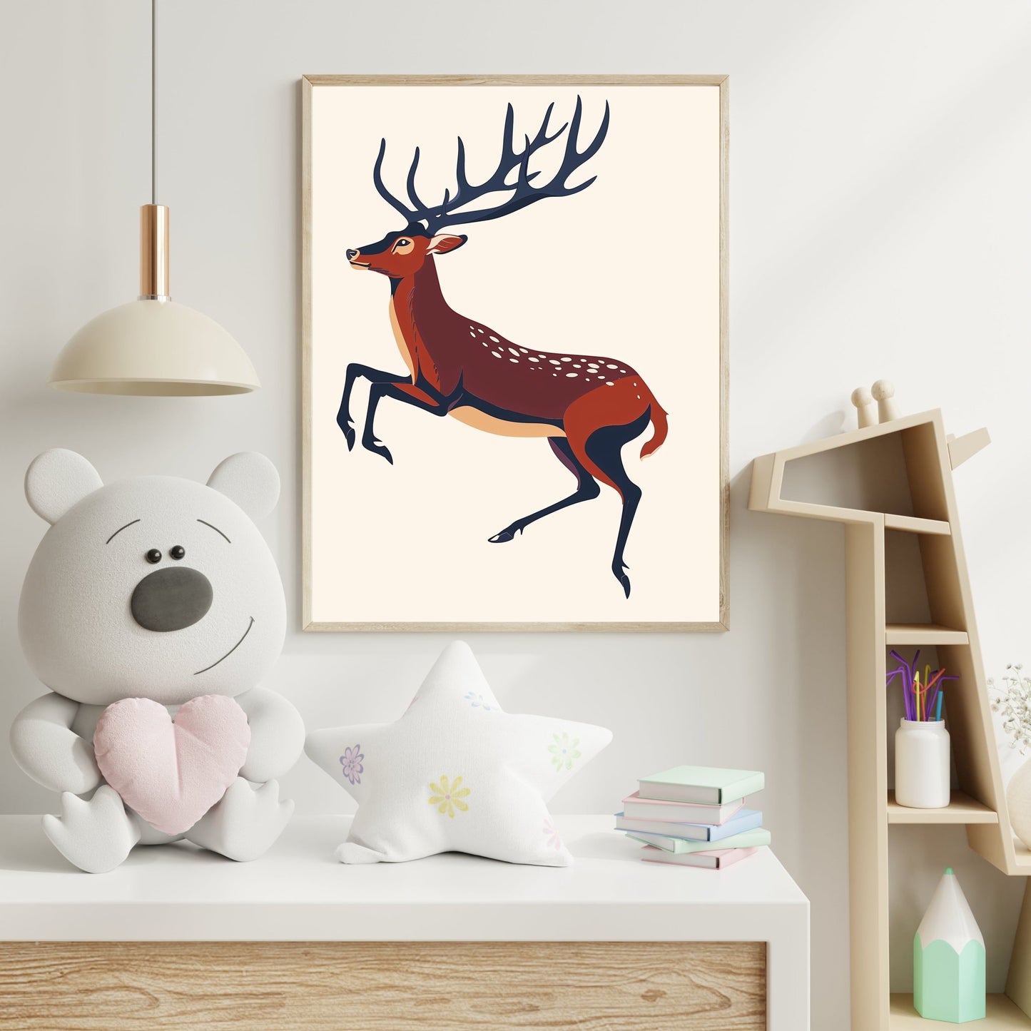 Elegant Stag Illustration – Majestic Deer Wall Art - The Print Vault
