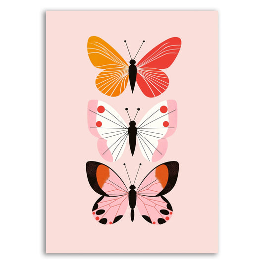 Elegant Trio of Butterflies – Modern Minimalist Butterfly Art Print - The Print Vault
