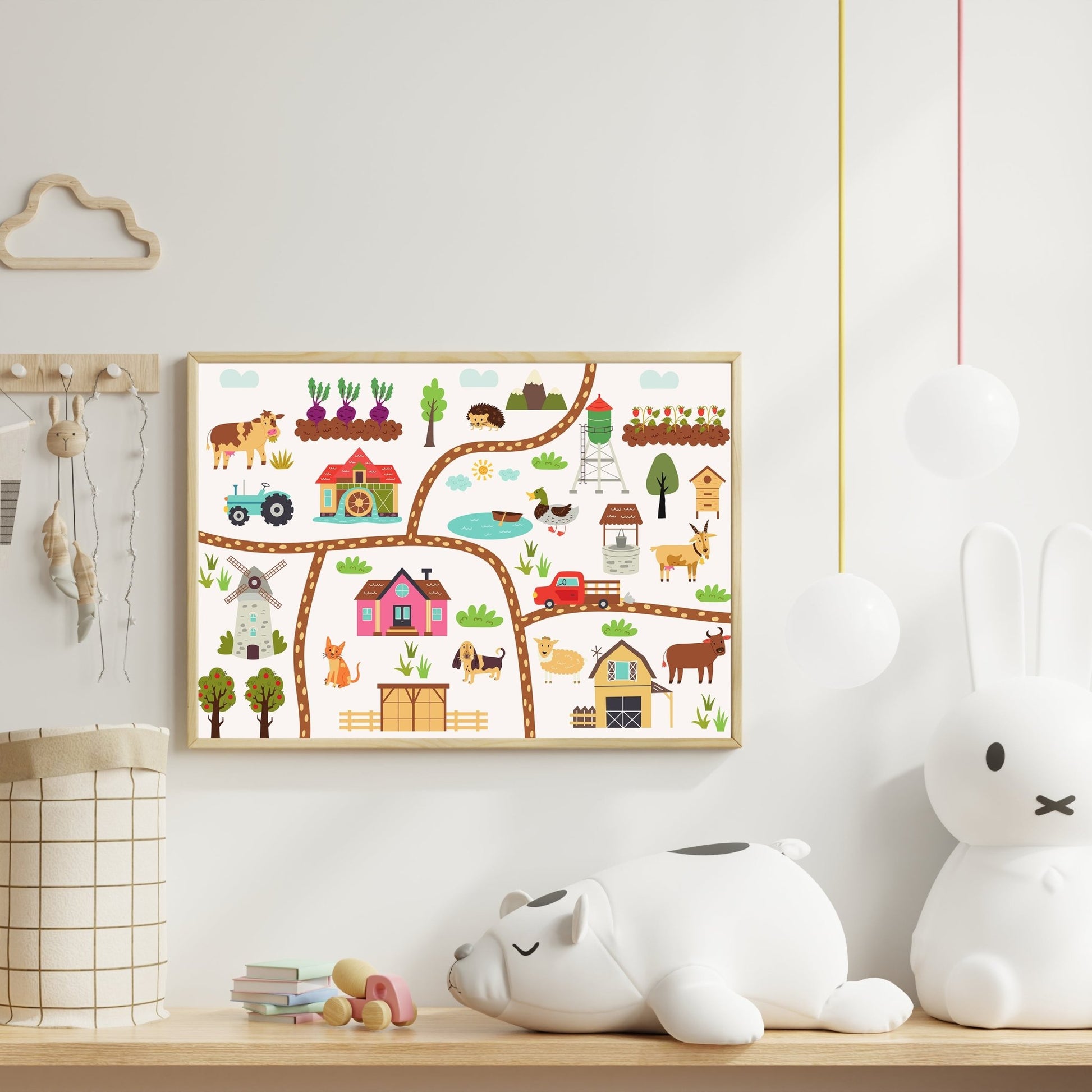 Farm Adventure Road Map Wall Print – Fun & Playful Kids' Decor - The Print Vault