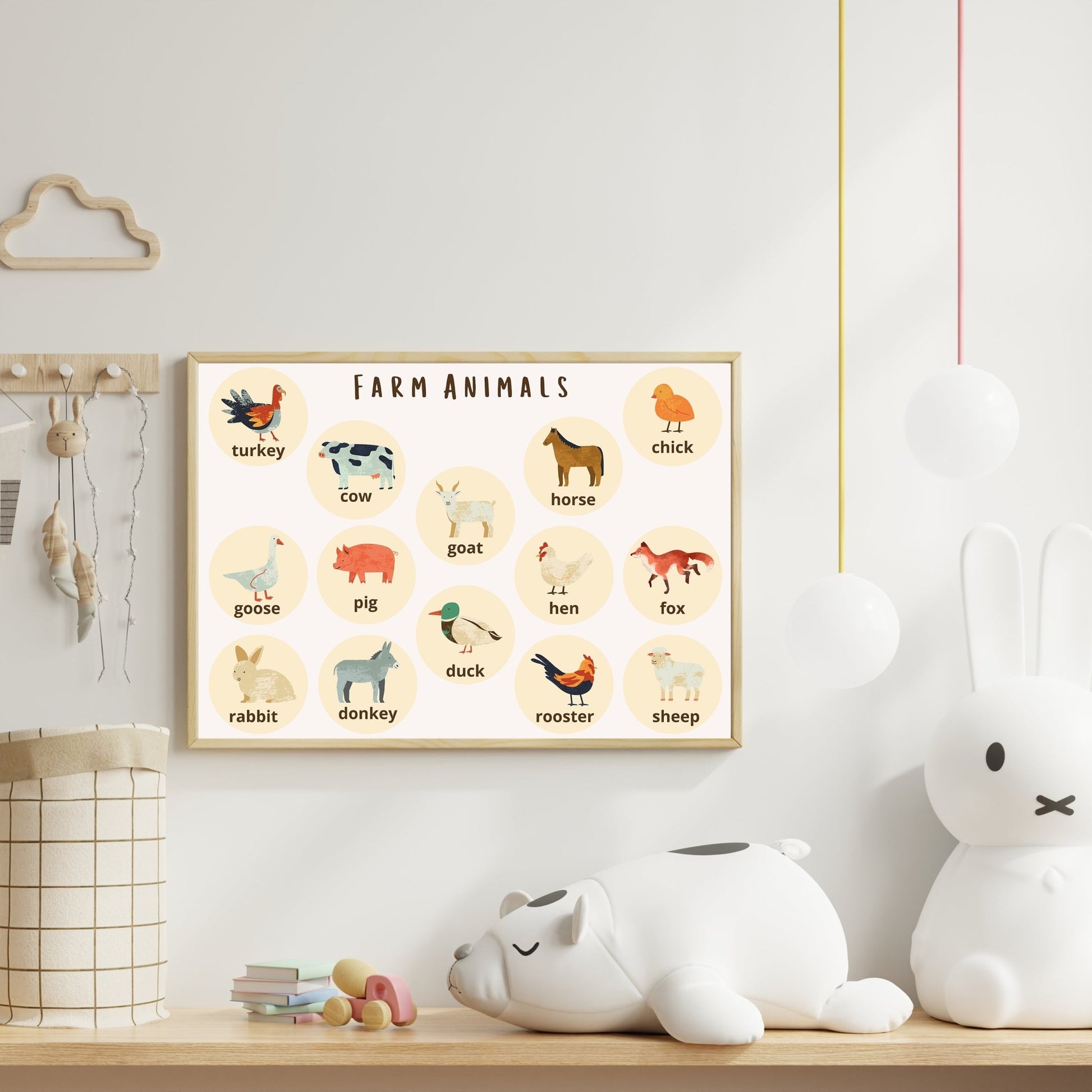 Farm Animals Learning Wall Print – Fun & Educational Kids’ Decor - The Print Vault