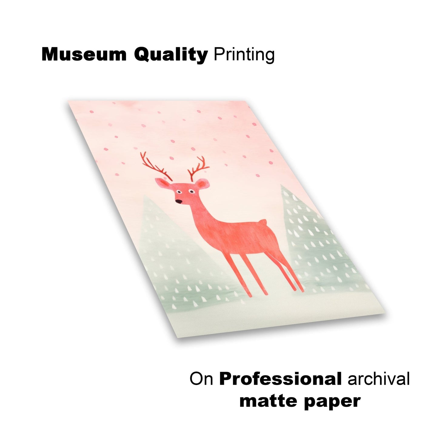 Festive Deer Illustration – Playful Winter Forest Wall Art - The Print Vault
