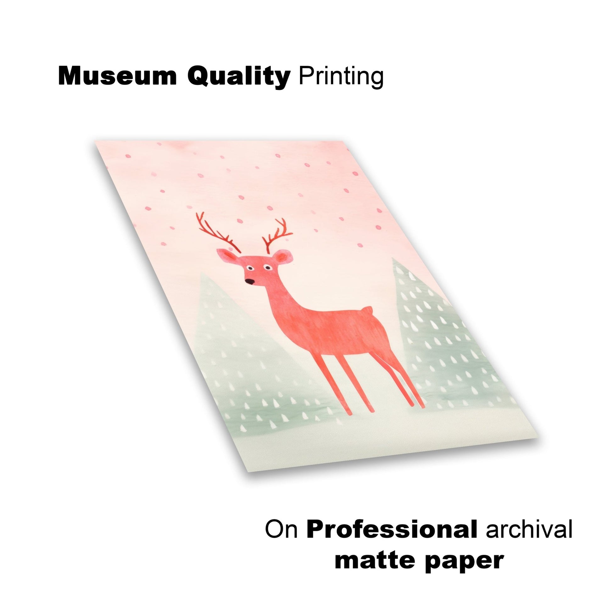 Festive Deer Illustration – Playful Winter Forest Wall Art - The Print Vault