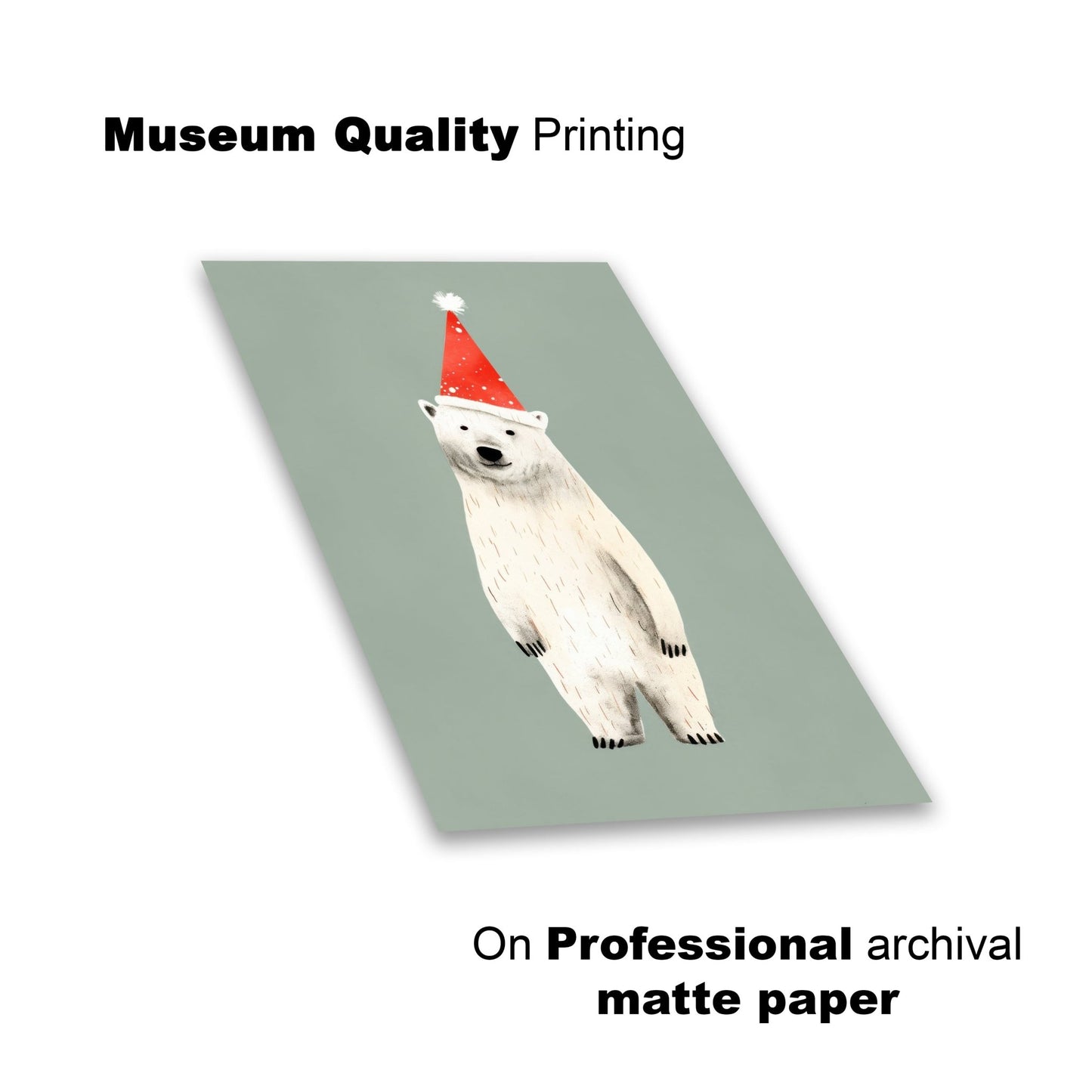 Festive Polar Bear – Christmas Wall Art for Kids' Room - The Print Vault