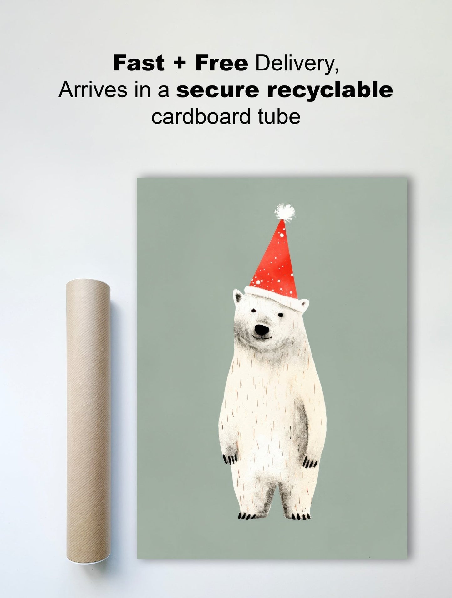 Festive Polar Bear – Christmas Wall Art for Kids' Room - The Print Vault