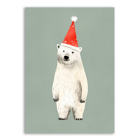 Festive Polar Bear – Christmas Wall Art for Kids' Room - The Print Vault