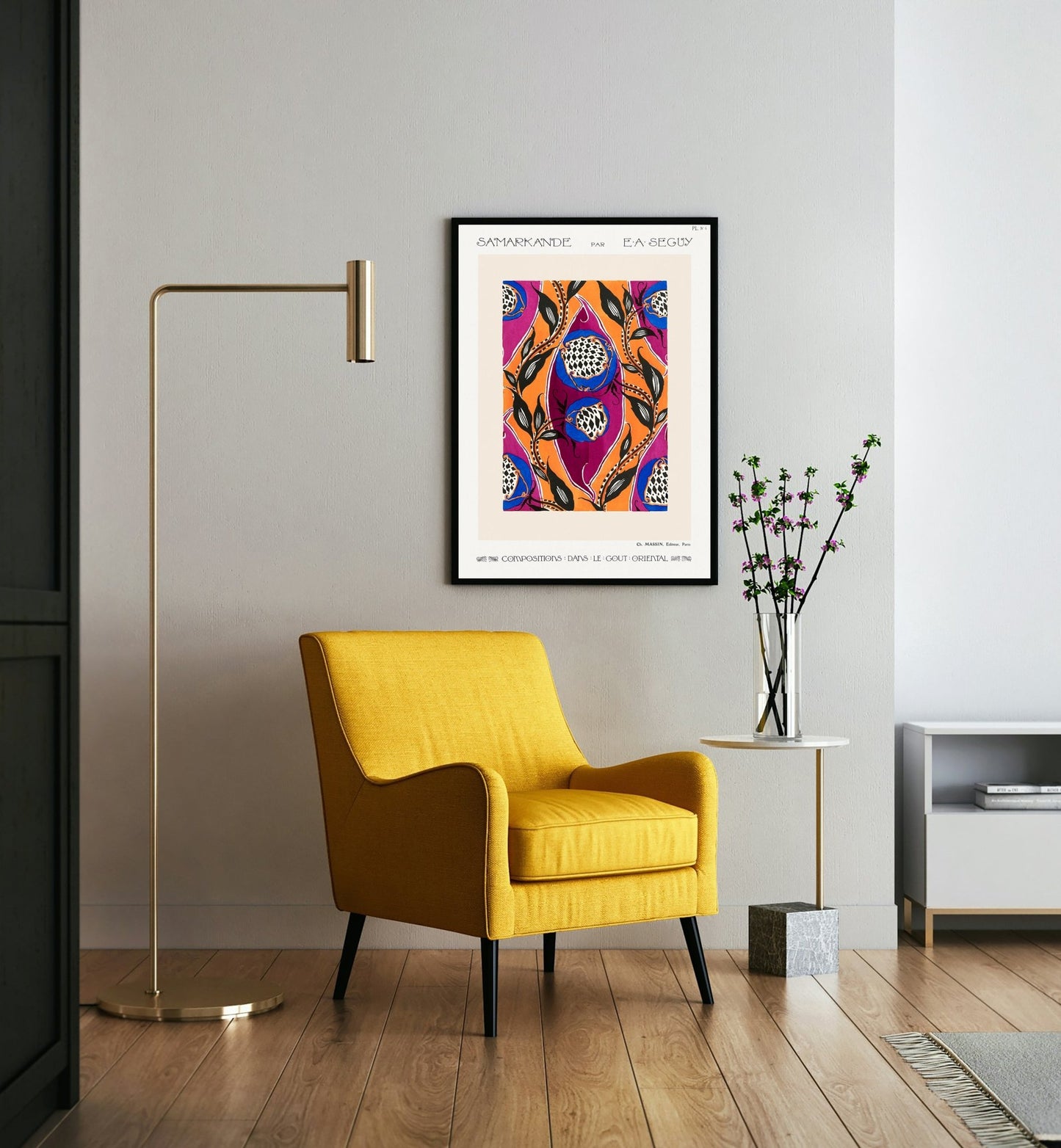 Flower Pochoir Pattern in Art Nouveau Style Wall Art Print by E.A Seguy - The Print Vault