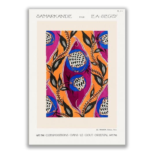 Flower Pochoir Pattern in Art Nouveau Style Wall Art Print by E.A Seguy - The Print Vault