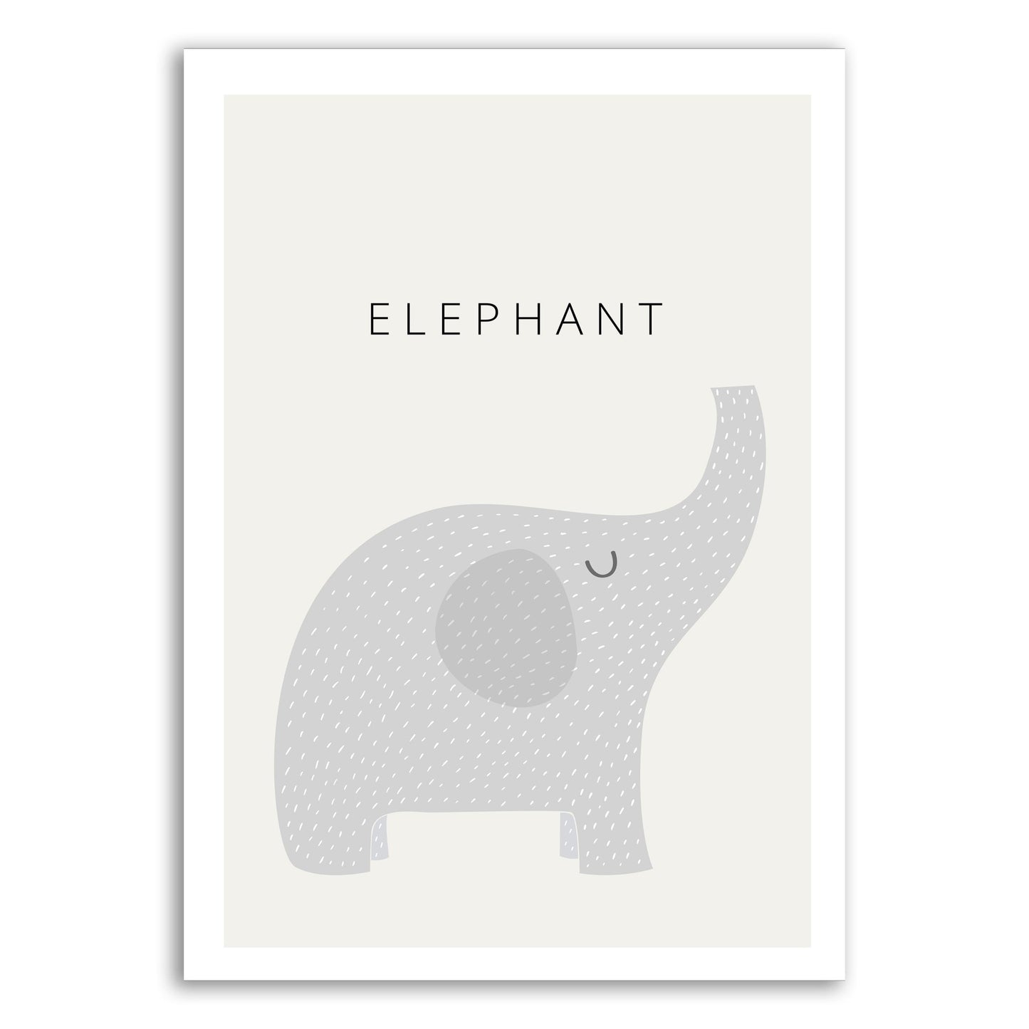 Gentle Elephant Wall Print – Soft & Sweet Nursery Art - The Print Vault