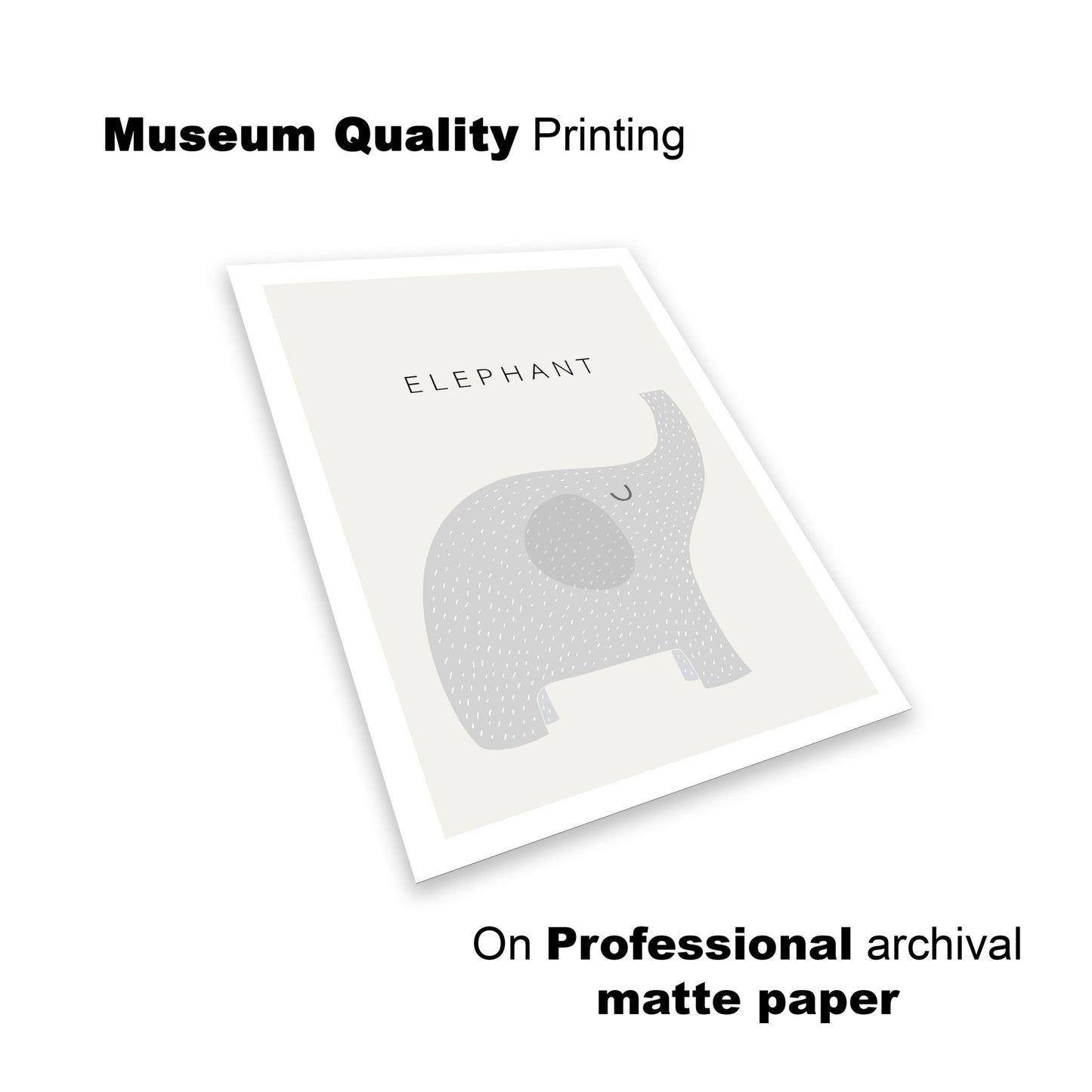 Gentle Elephant Wall Print – Soft & Sweet Nursery Art - The Print Vault