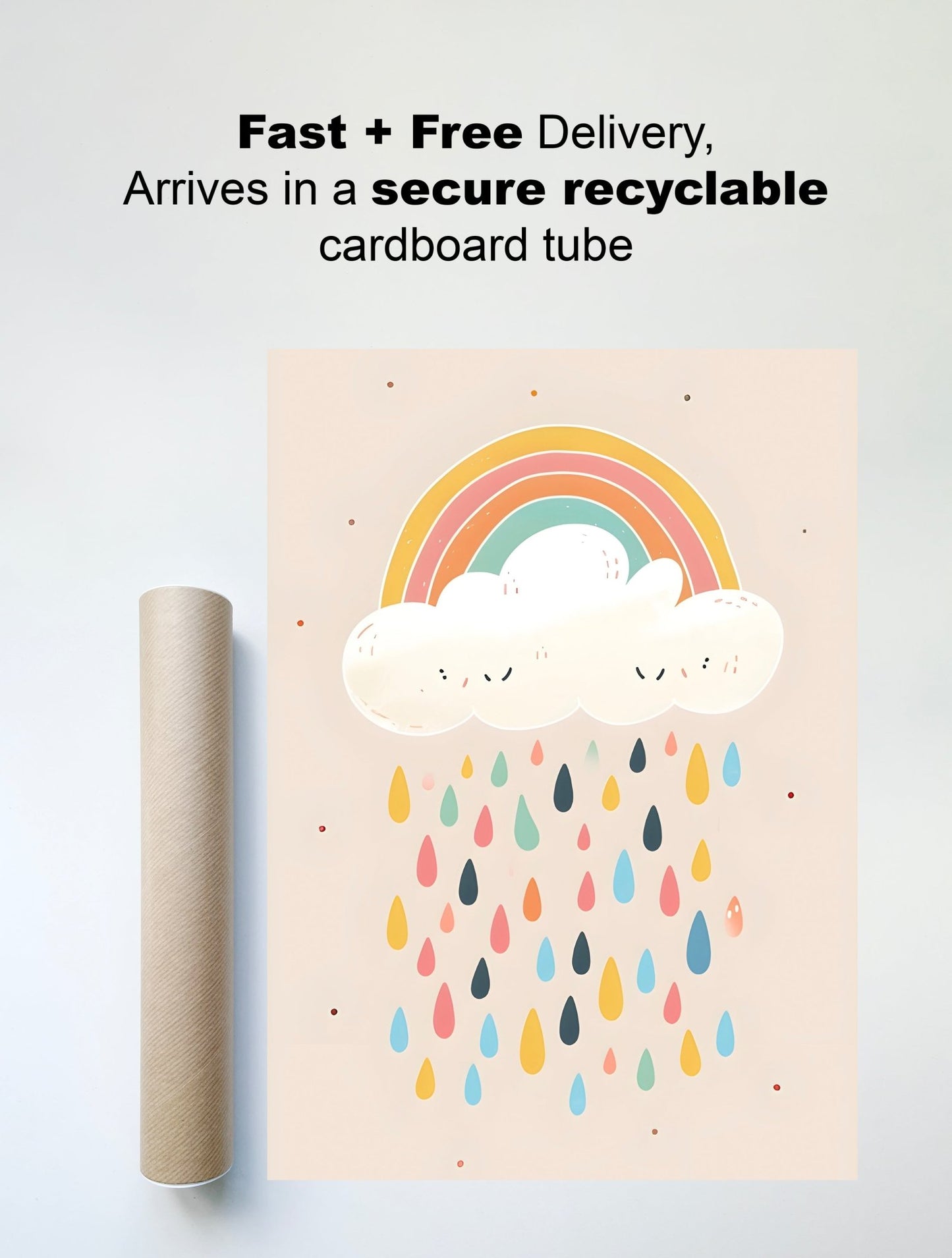 Happy Rainbow Cloud – Colorful Nursery Wall Art - The Print Vault
