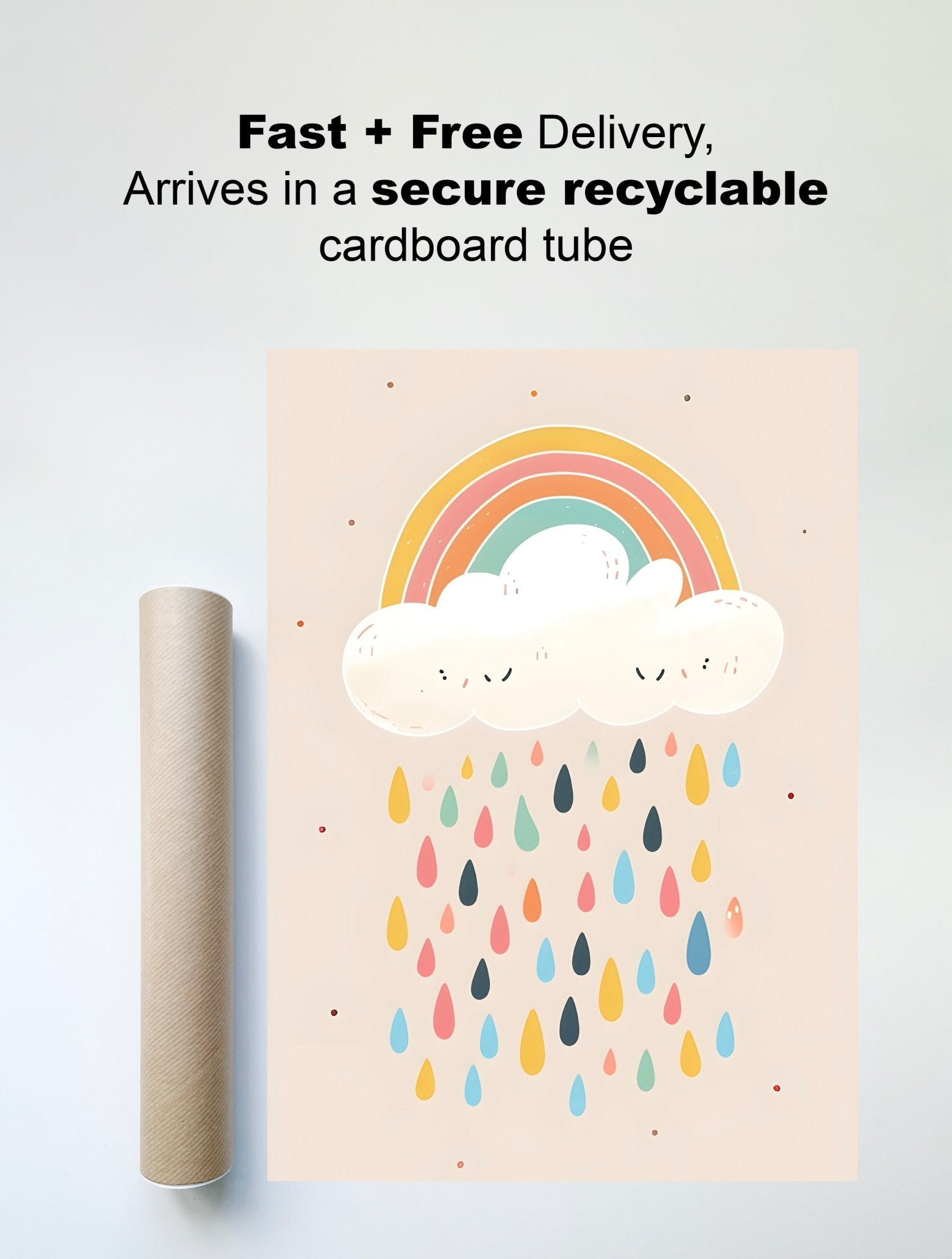 Happy Rainbow Cloud – Colorful Nursery Wall Art - The Print Vault