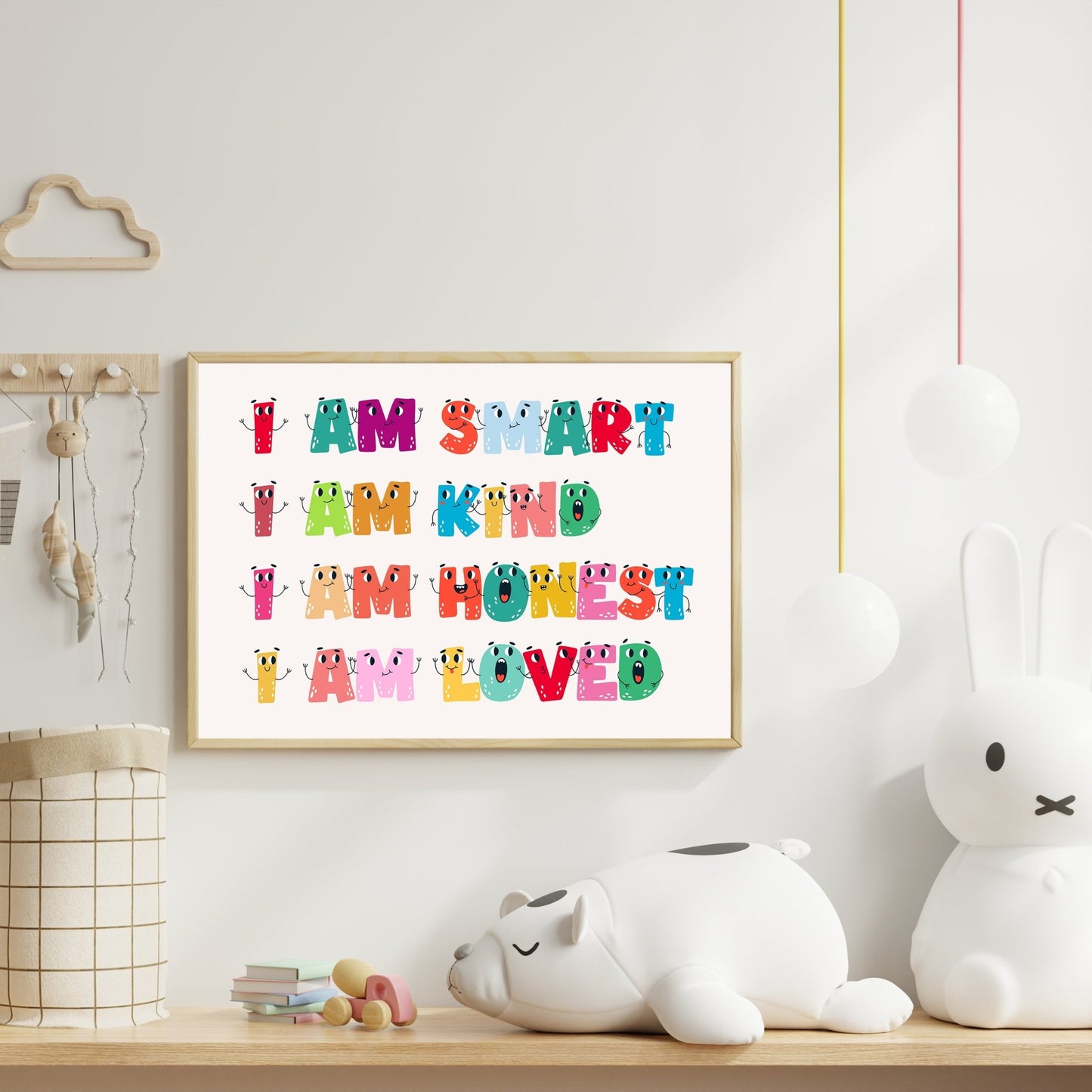 "I Am Smart, Kind, Honest, Loved" – Positive Affirmation Wall Print - The Print Vault
