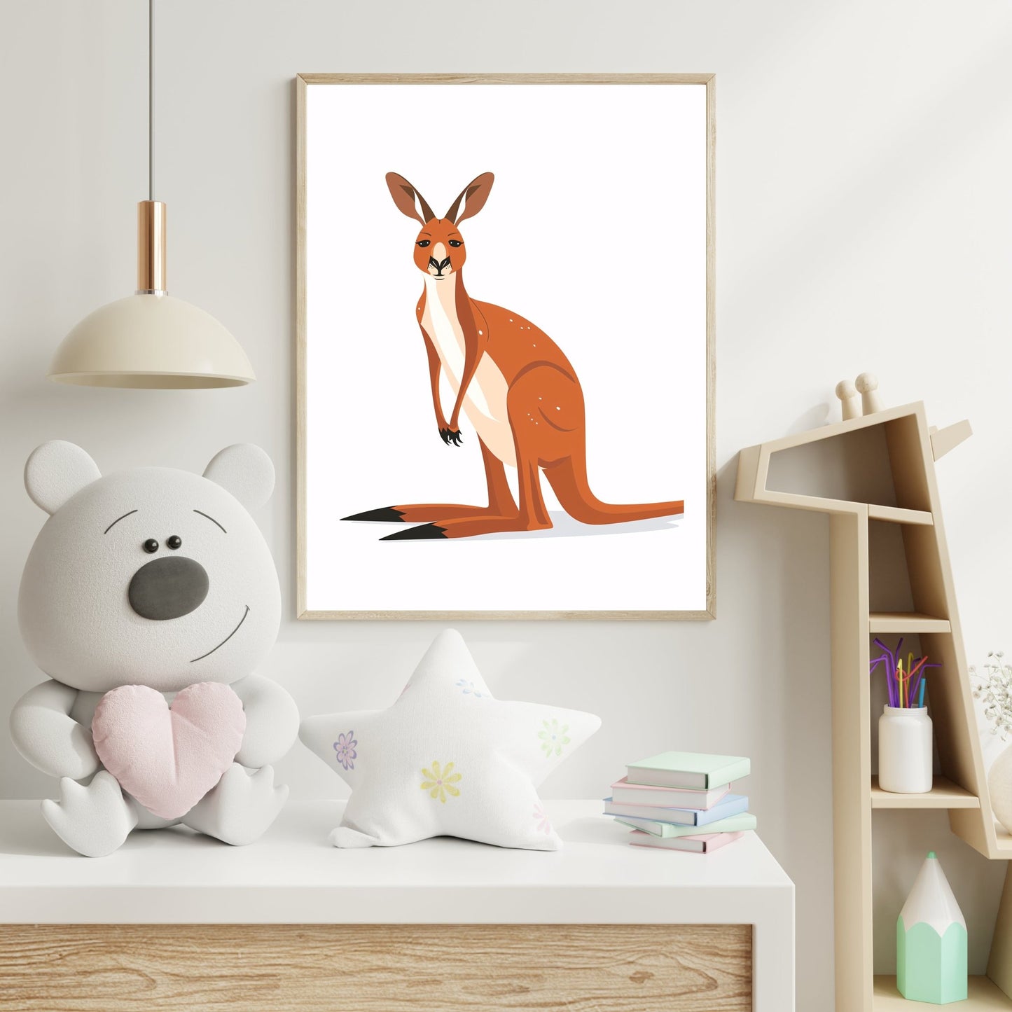 Kangaroo – Playful Wildlife Print for Kids' Rooms - The Print Vault