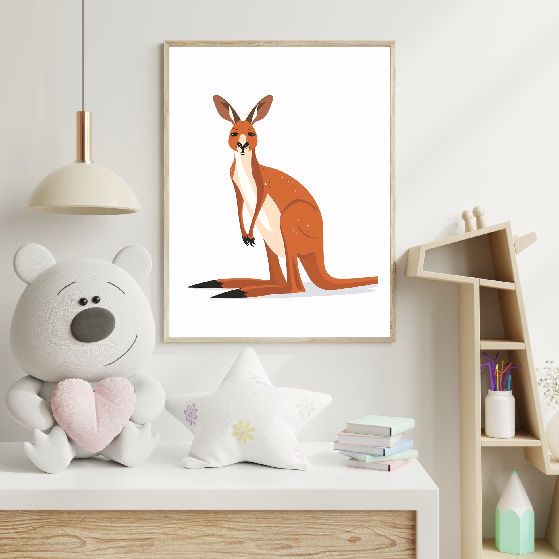 Kangaroo – Playful Wildlife Print for Kids' Rooms - The Print Vault