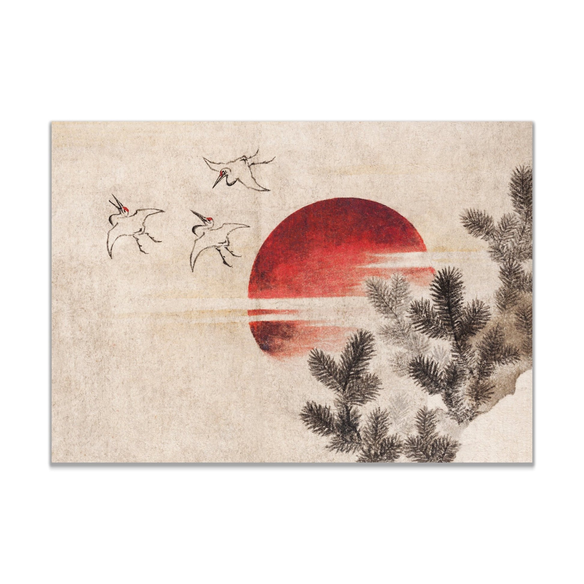 Katsushika Hokusai's Birds and Sunset, from Album of Sketches (1814) Vintage Japanese Print - The Print Vault