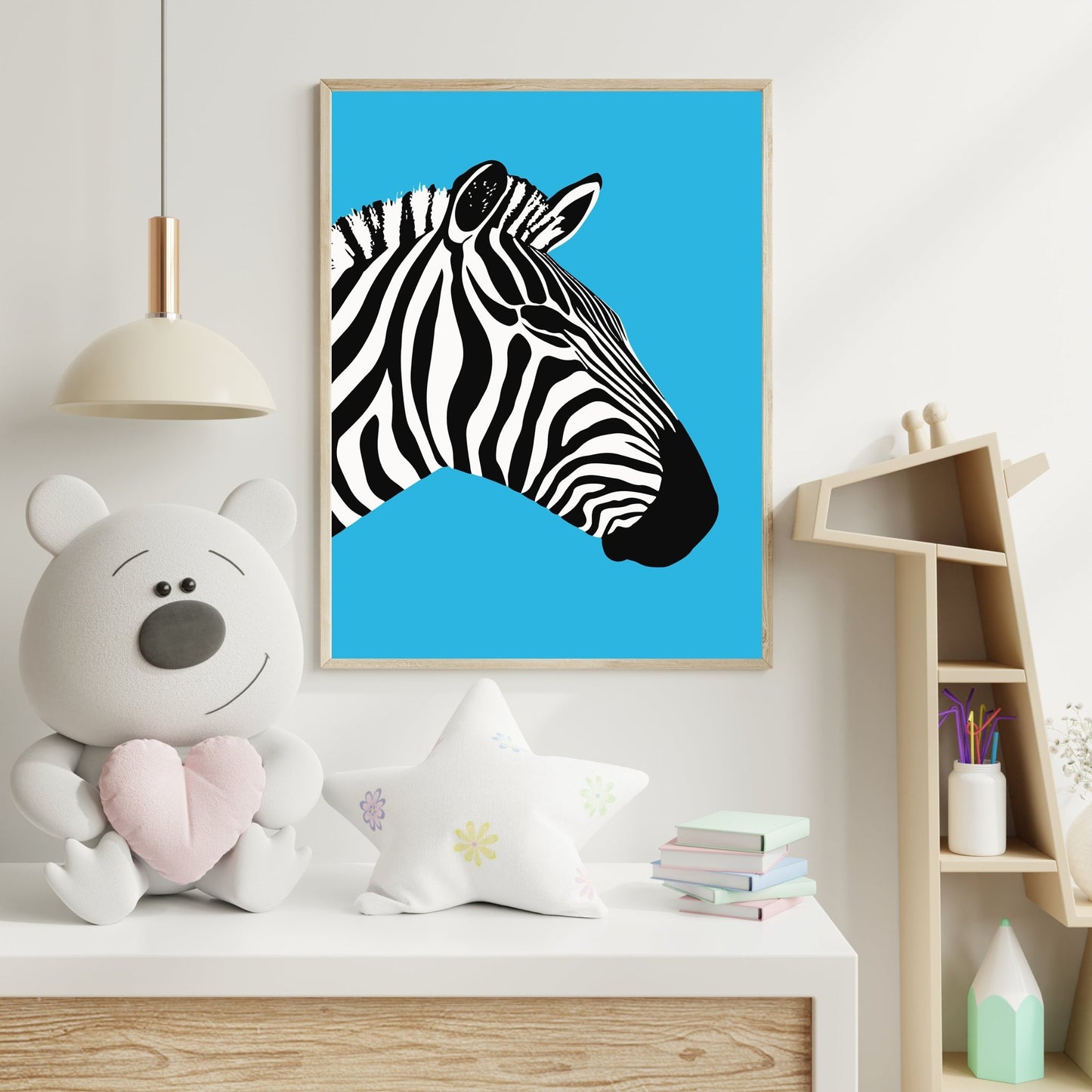 kids print bold zebra striking safari inspired artwork room view
