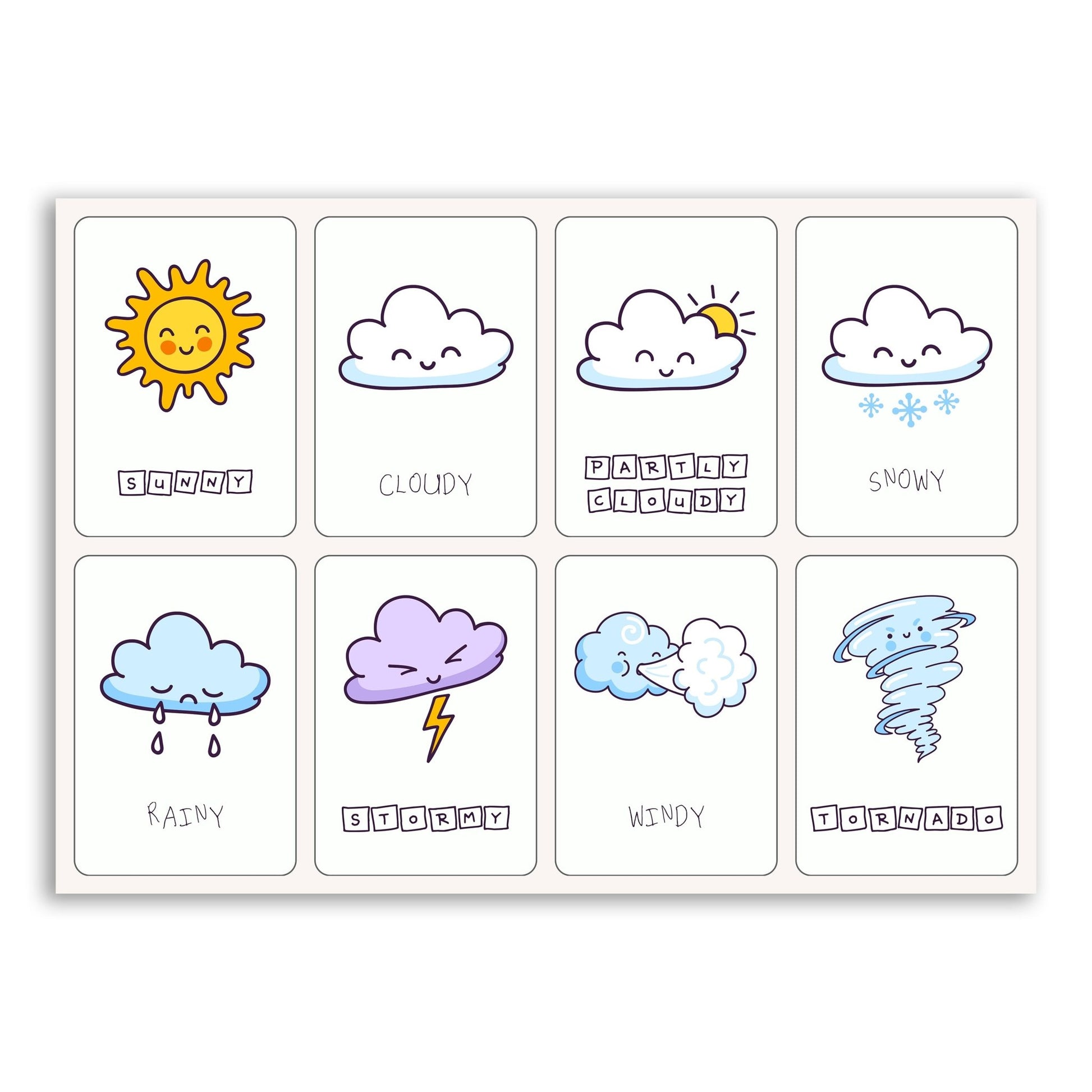 Kids Print Exploring Weather Through Pictures – Cute & Educational Printable Front View