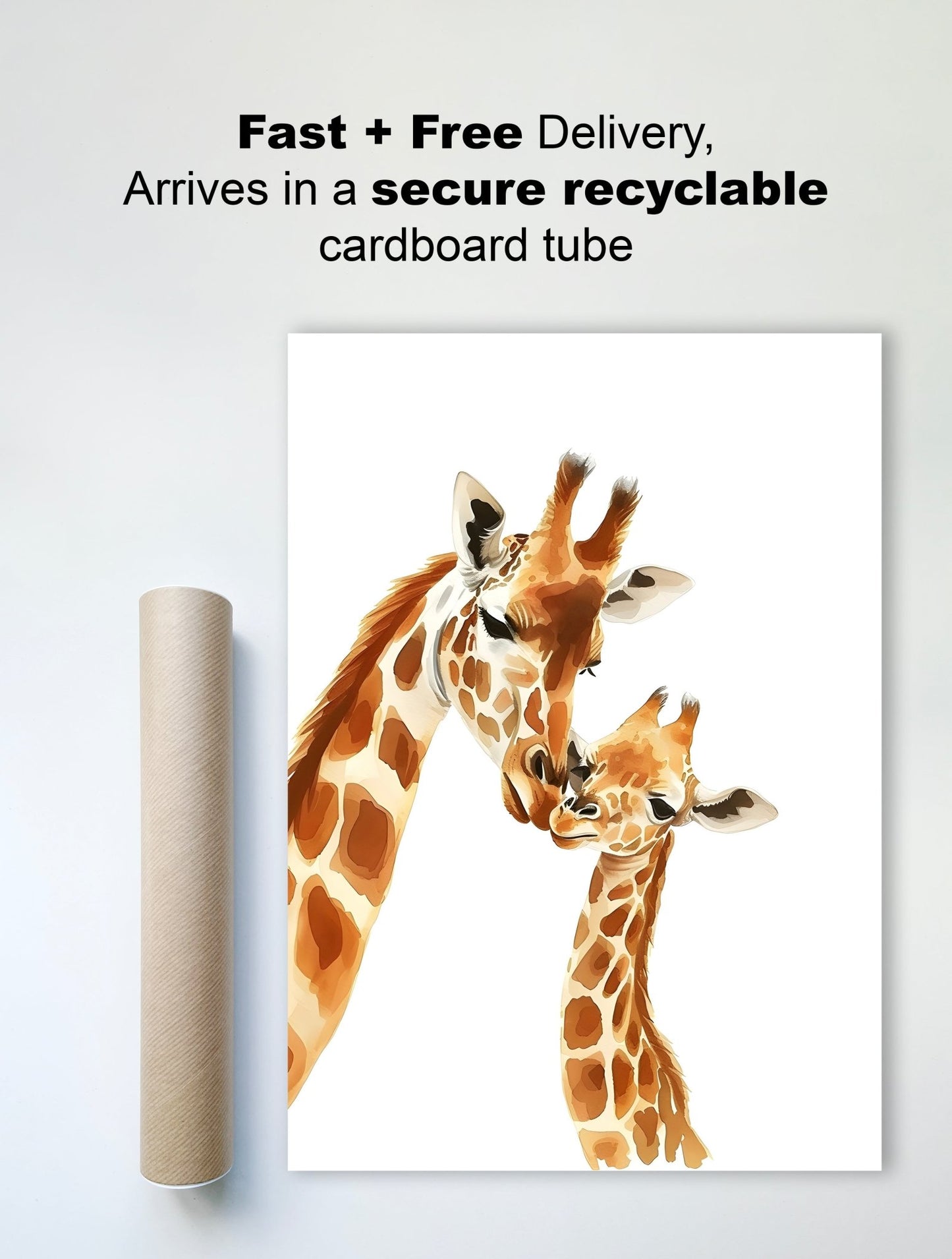 kids print giraffe love tender mother baby wildlife art delivery view