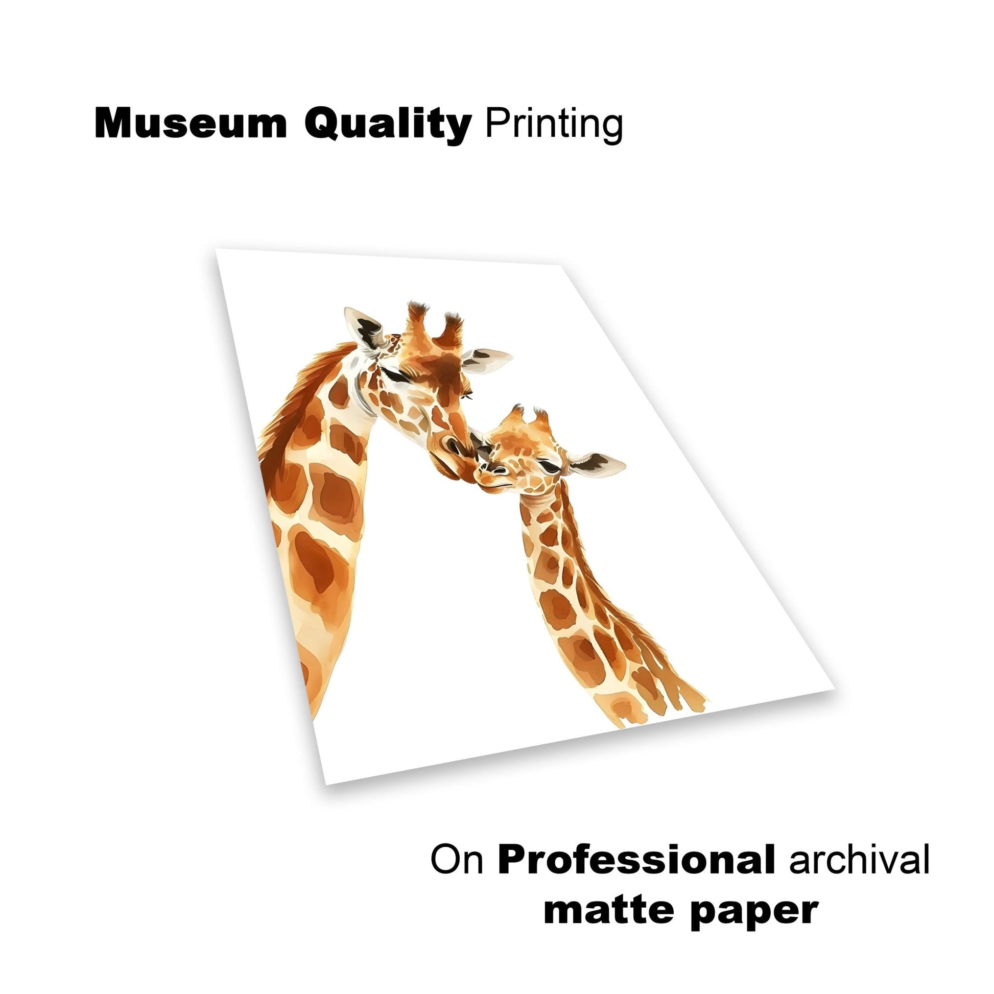 kids print giraffe love tender mother baby wildlife art lay flat view