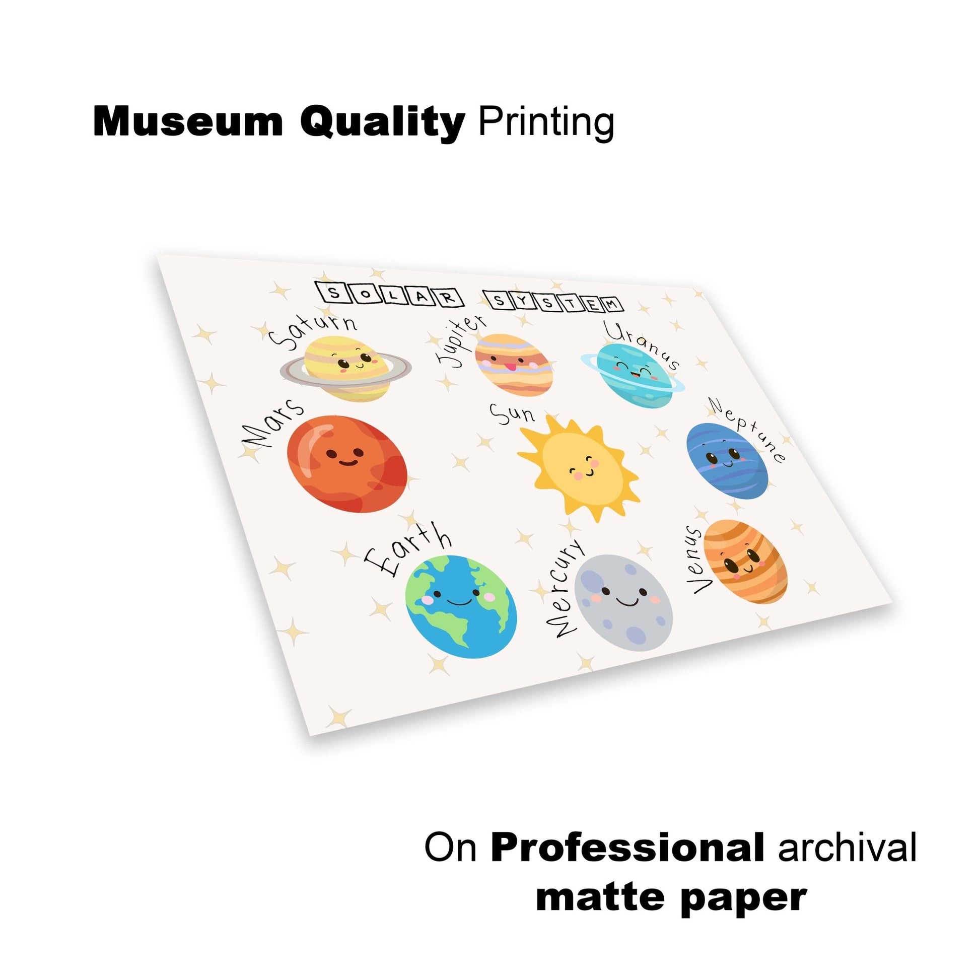 kids print solar system cute space themed educational poster lay flat view