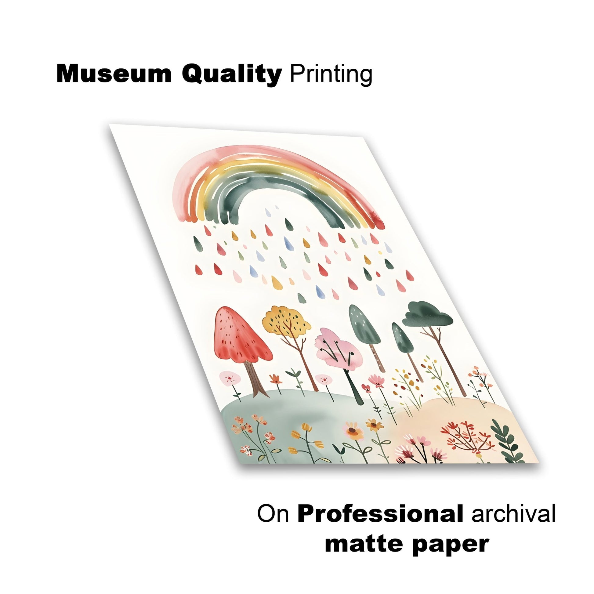 kids print watercolor rainbow rain dreamy nature art lay flat view