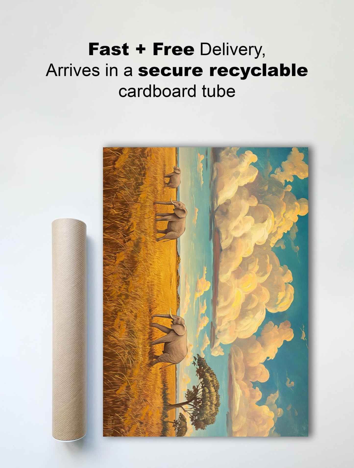 Majestic Safari Elephant Wall Print – Serene & Timeless Kids’ Room Art - The Print Vault