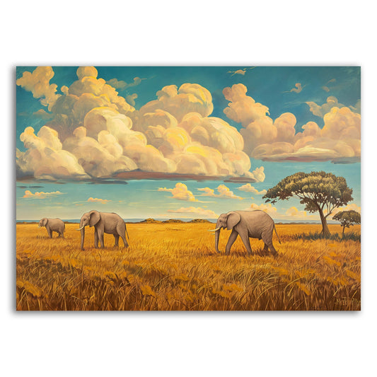 Majestic Safari Elephant Wall Print – Serene & Timeless Kids’ Room Art - The Print Vault