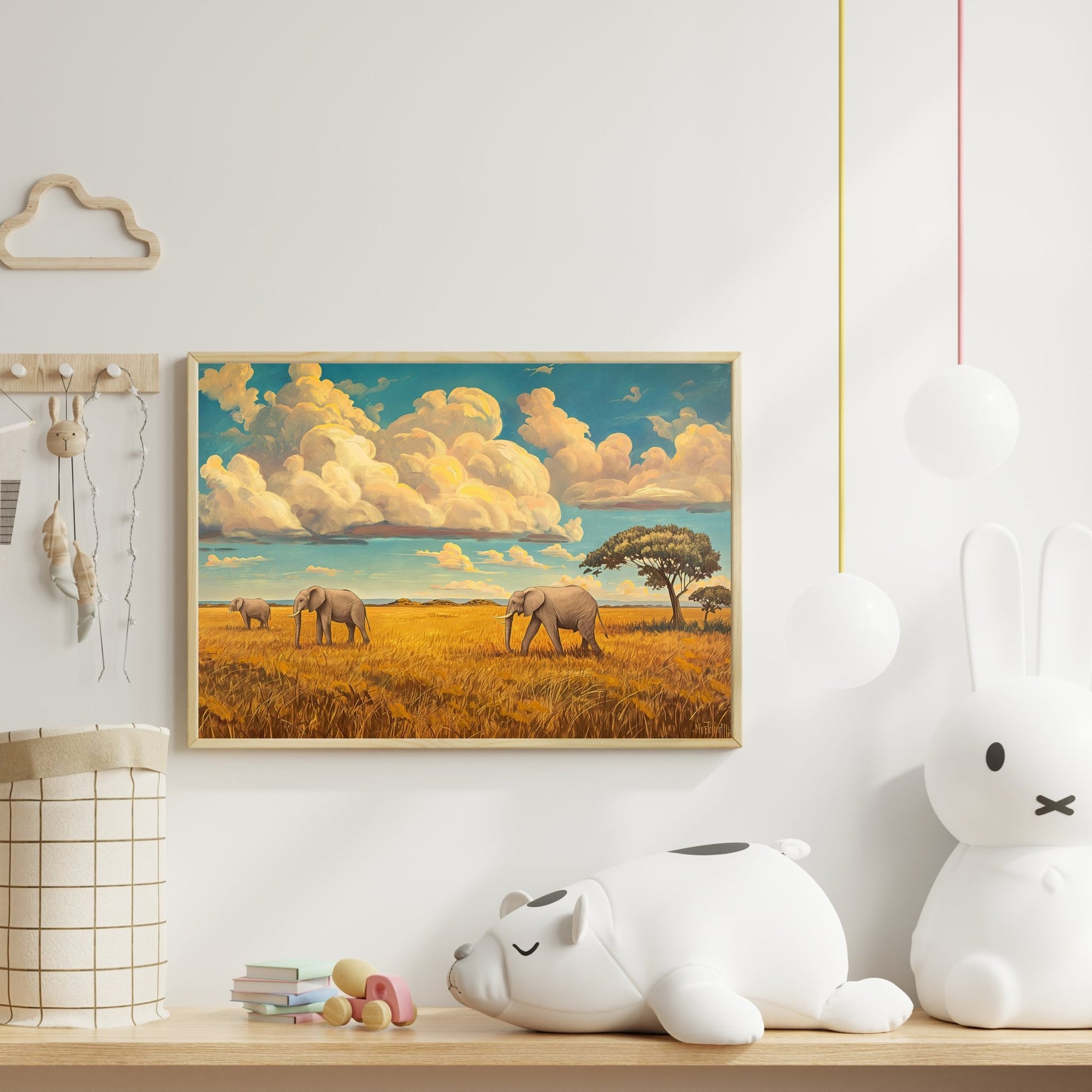 Majestic Safari Elephant Wall Print – Serene & Timeless Kids’ Room Art - The Print Vault