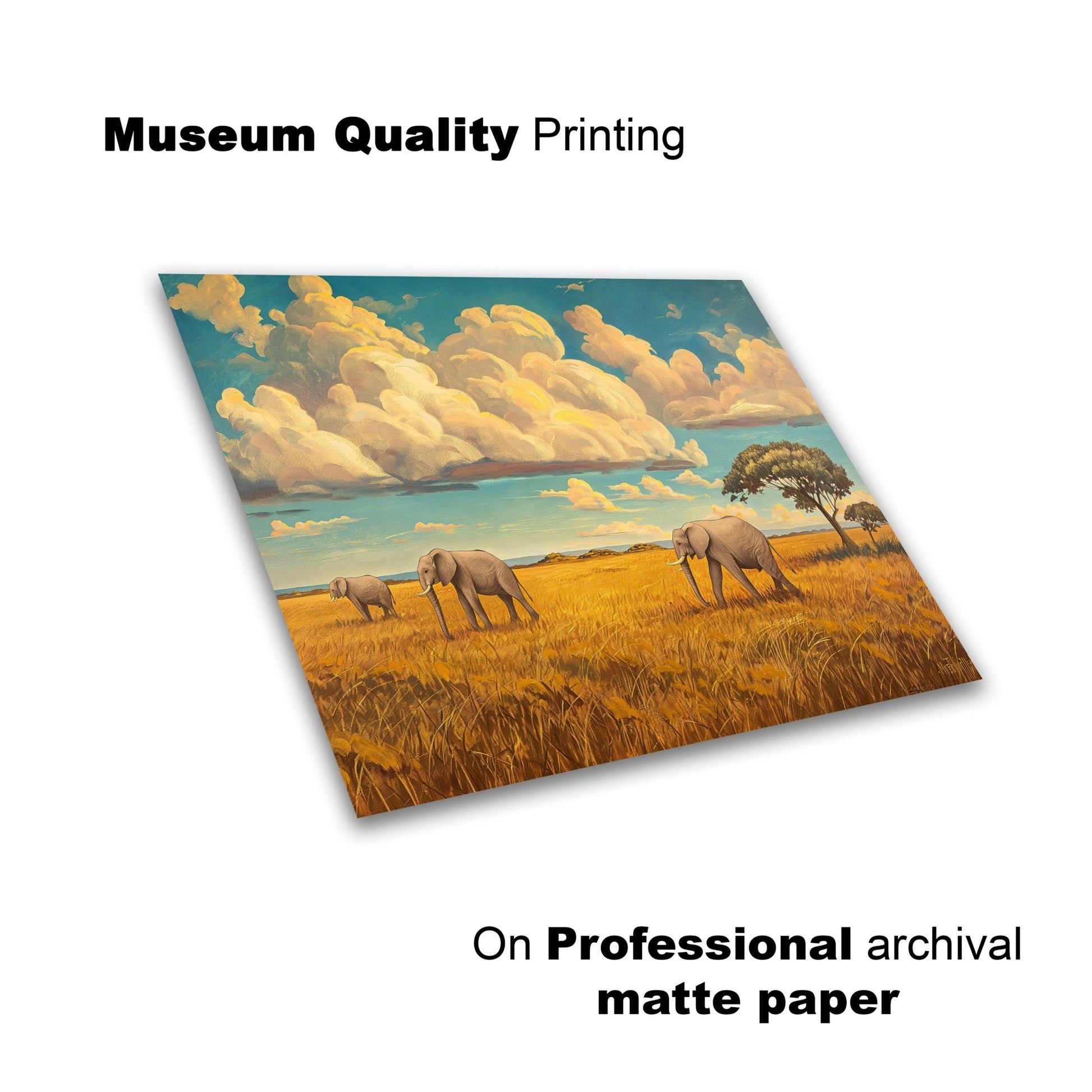 Majestic Safari Elephant Wall Print – Serene & Timeless Kids’ Room Art - The Print Vault