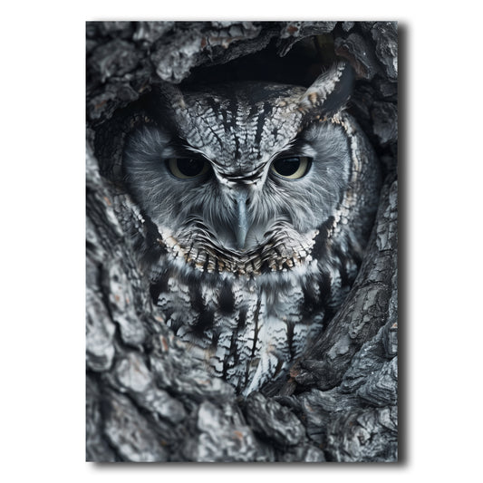 Silent Watcher – Black and White Owl Wall Art Print