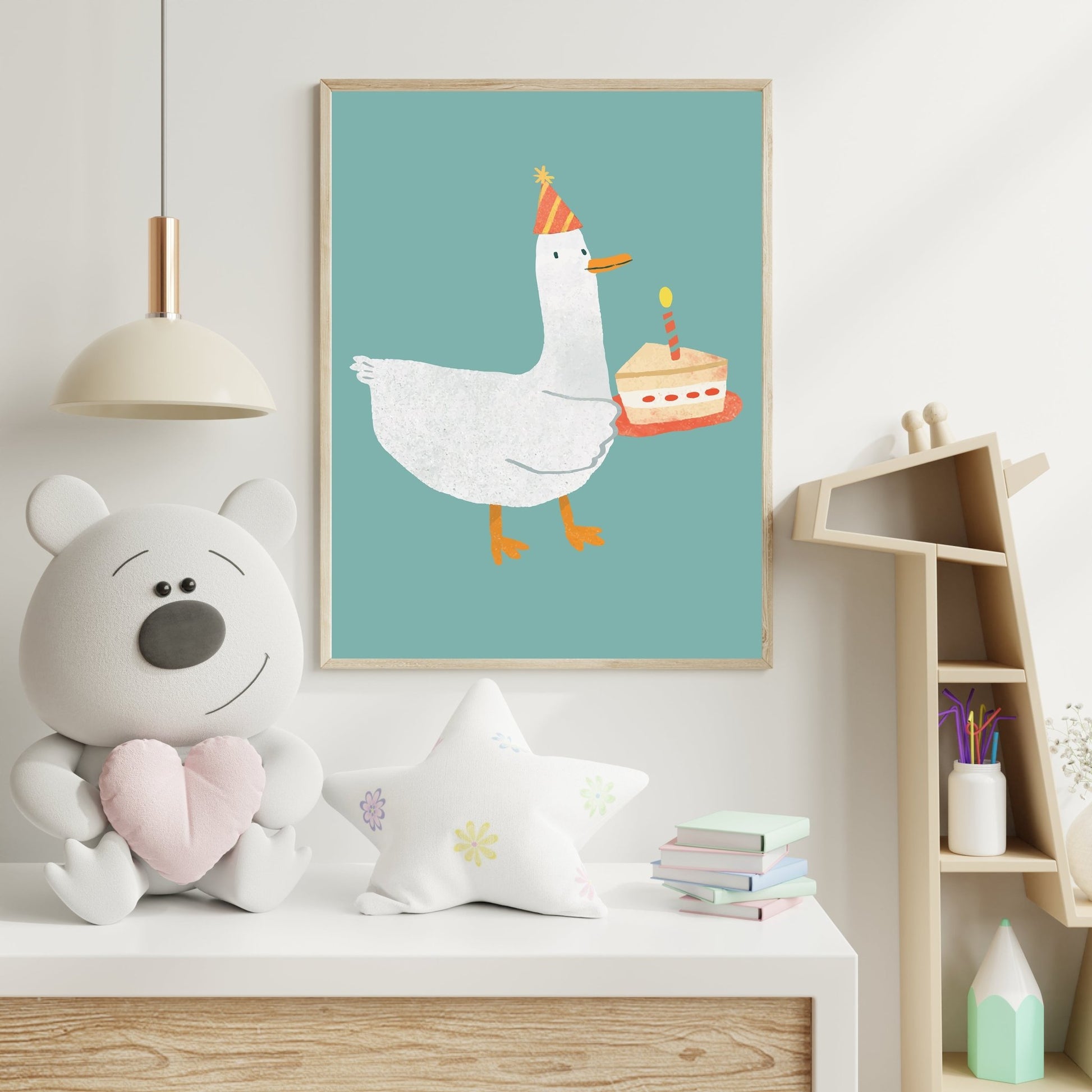 Party Duck Wall Print – Playful Kids' Room Art - The Print Vault