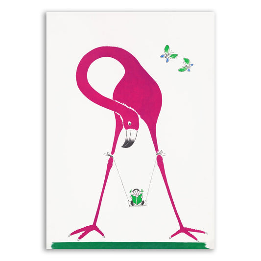 Pink Flamingo & Panda Swing – Playful Animal Art for Kids' Room - The Print Vault