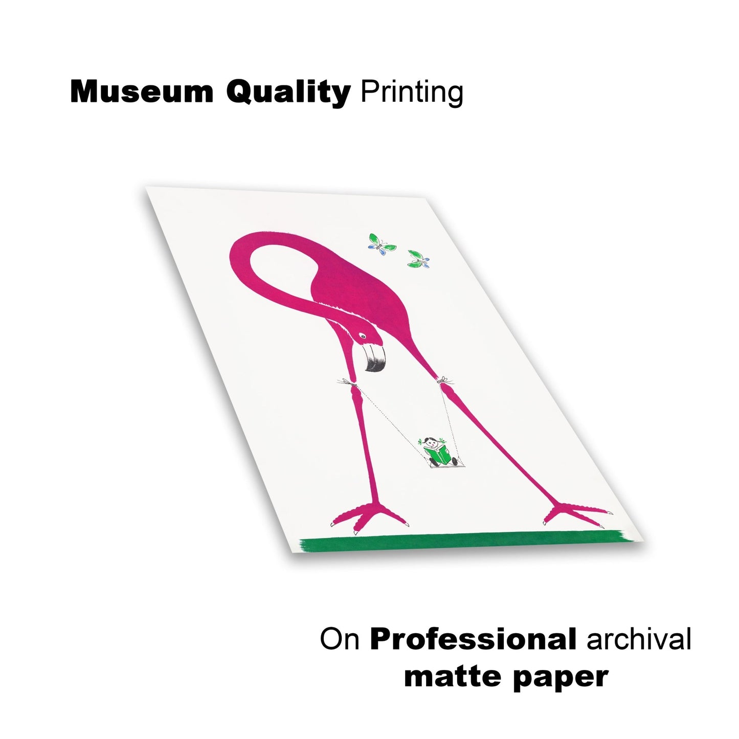 Pink Flamingo & Panda Swing – Playful Animal Art for Kids' Room - The Print Vault