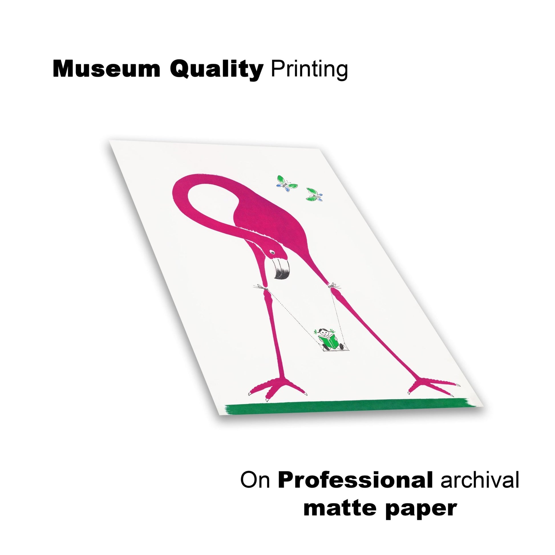 Pink Flamingo & Panda Swing – Playful Animal Art for Kids' Room - The Print Vault