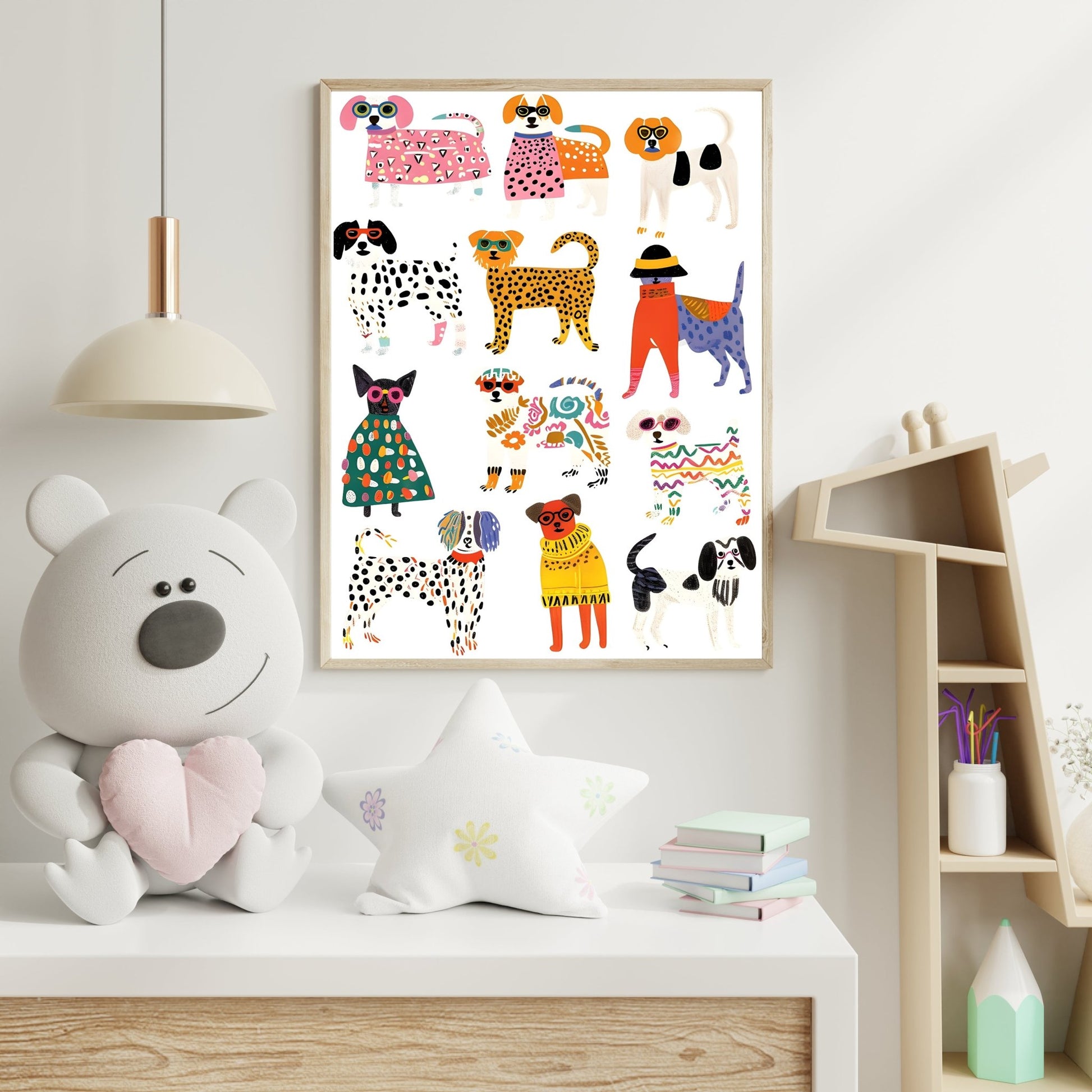 Playful Dressed - Up Dogs Wall Print – Fun Kids’ Room Decor - The Print Vault