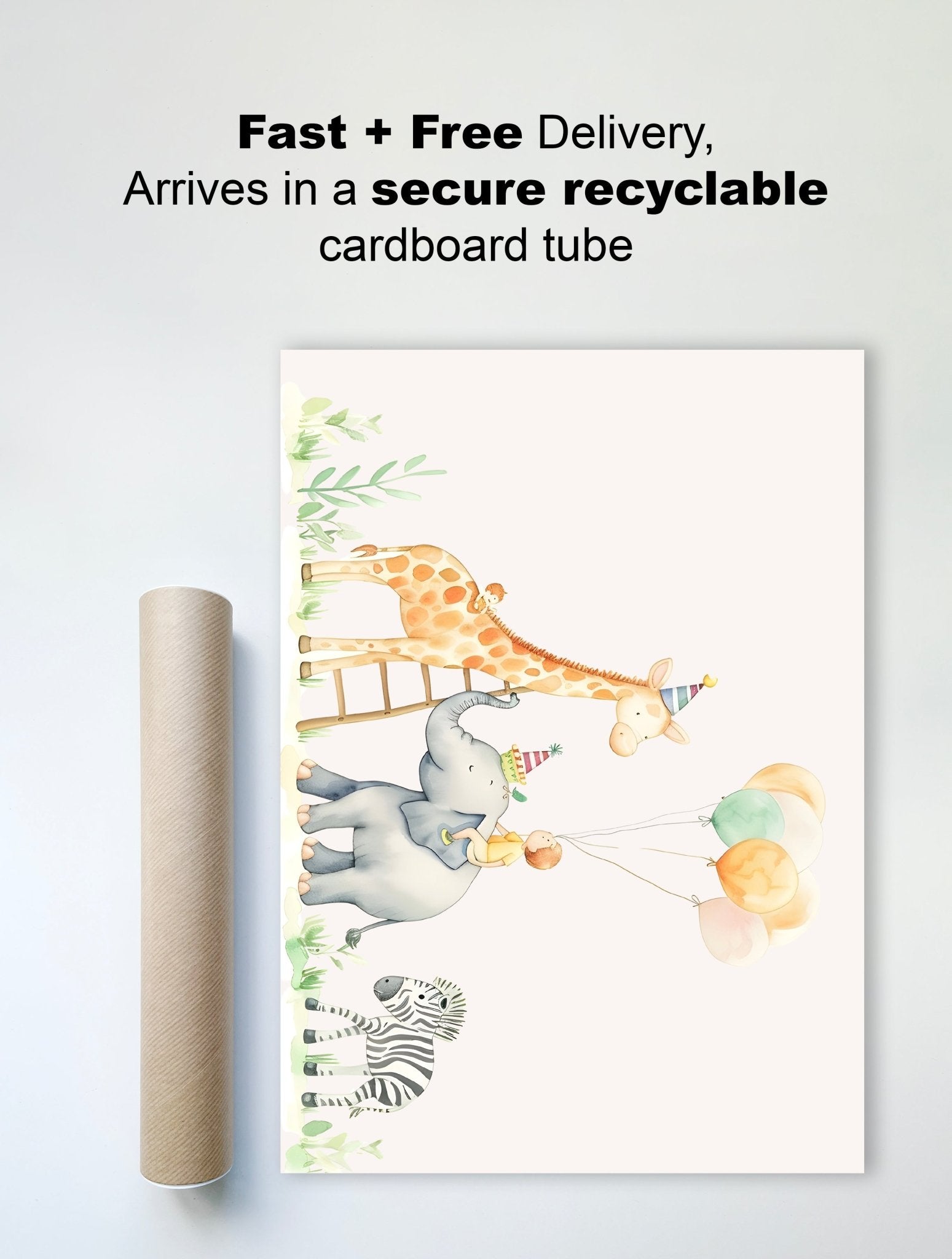 Safari Birthday Party Wall Print – Whimsical & Playful Nursery Art - The Print Vault