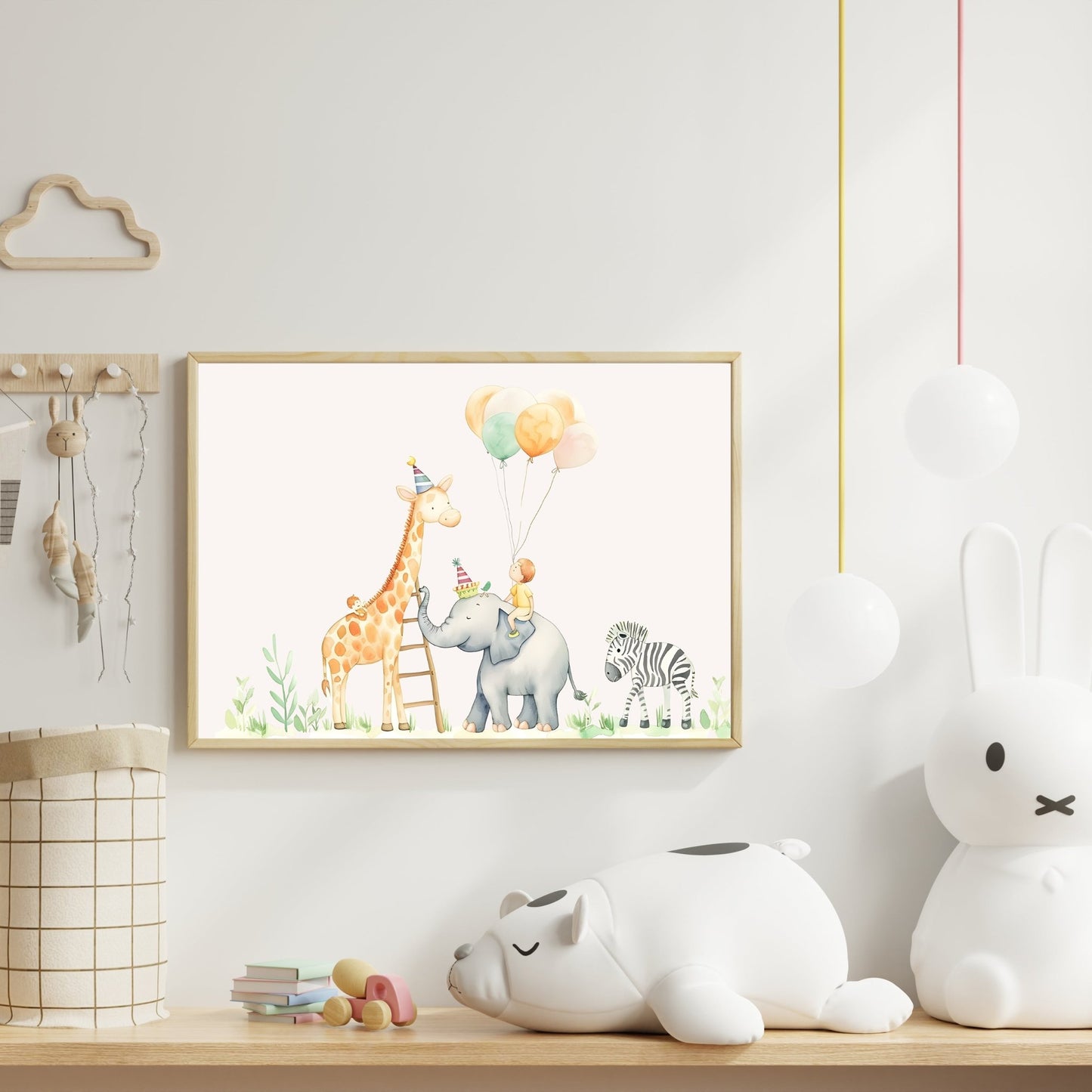 Safari Birthday Party Wall Print – Whimsical & Playful Nursery Art - The Print Vault