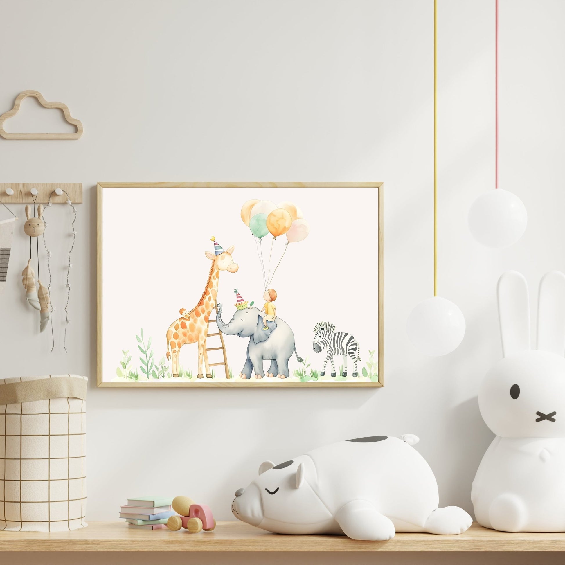 Safari Birthday Party Wall Print – Whimsical & Playful Nursery Art - The Print Vault