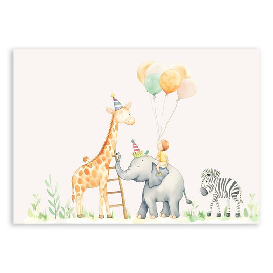 Safari Birthday Party Wall Print – Whimsical & Playful Nursery Art - The Print Vault