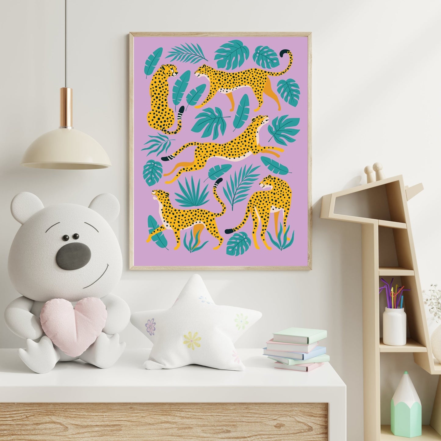 Safari Cheetah Adventure – Vibrant Jungle Wall Art for Kids - The Print Vault