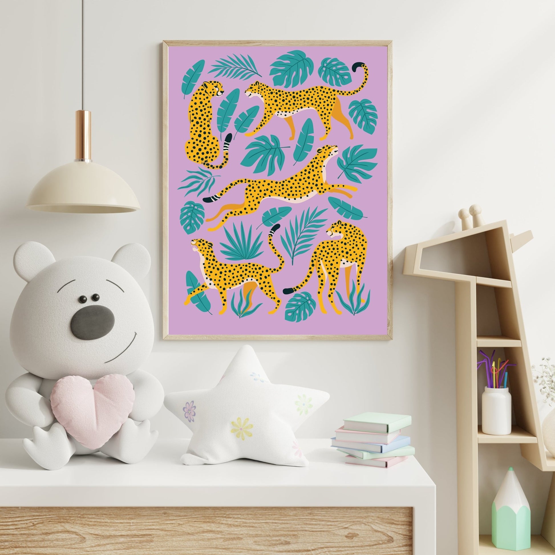 Safari Cheetah Adventure – Vibrant Jungle Wall Art for Kids - The Print Vault