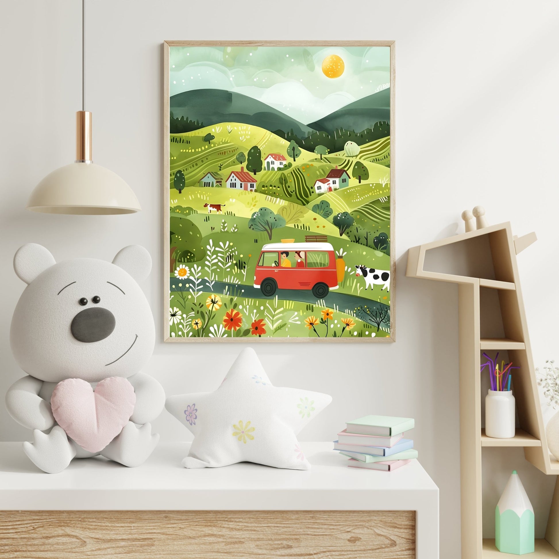 Scenic Countryside Adventure – Kids' Wall Art Print - The Print Vault