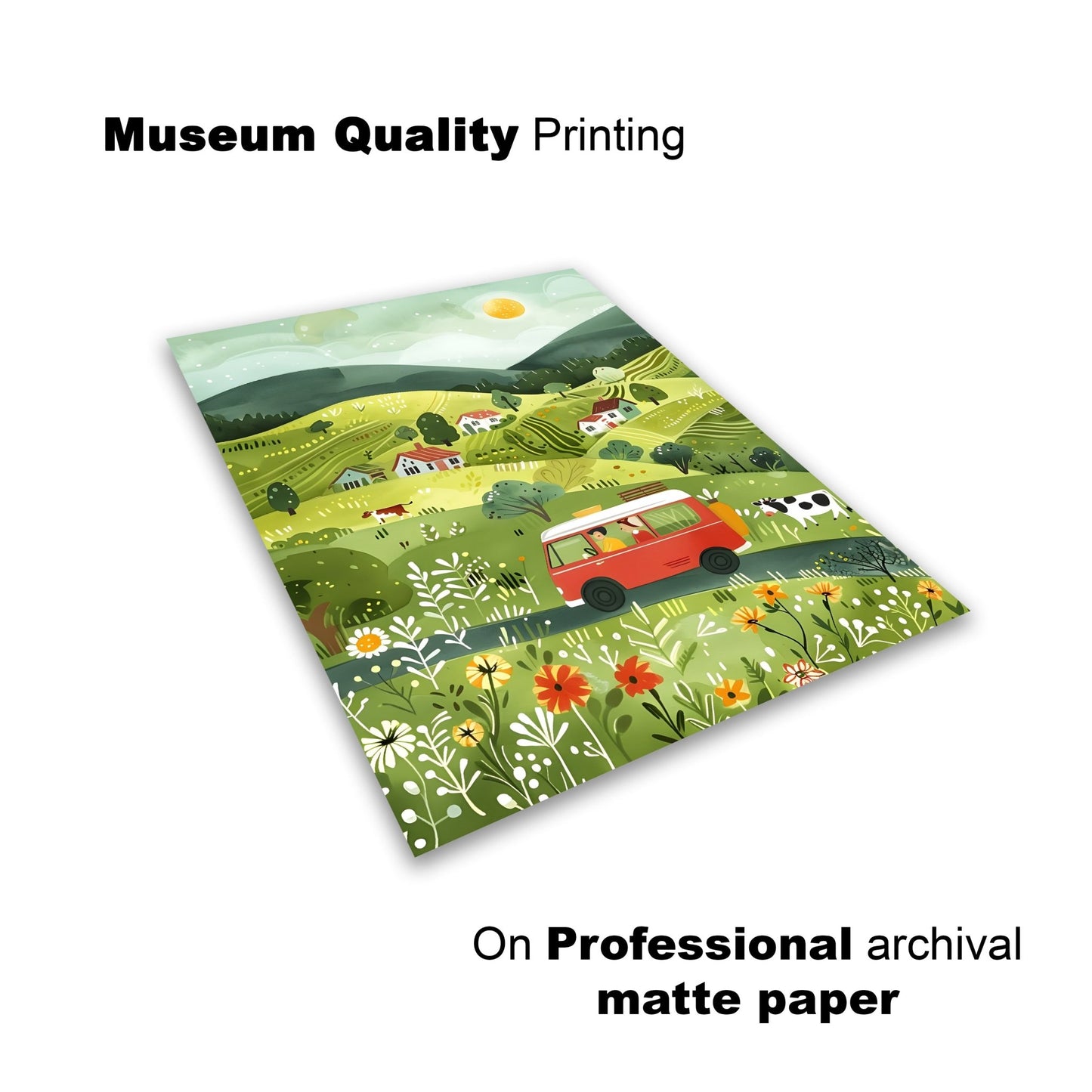 Scenic Countryside Adventure – Kids' Wall Art Print - The Print Vault