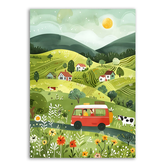Scenic Countryside Adventure – Kids' Wall Art Print - The Print Vault
